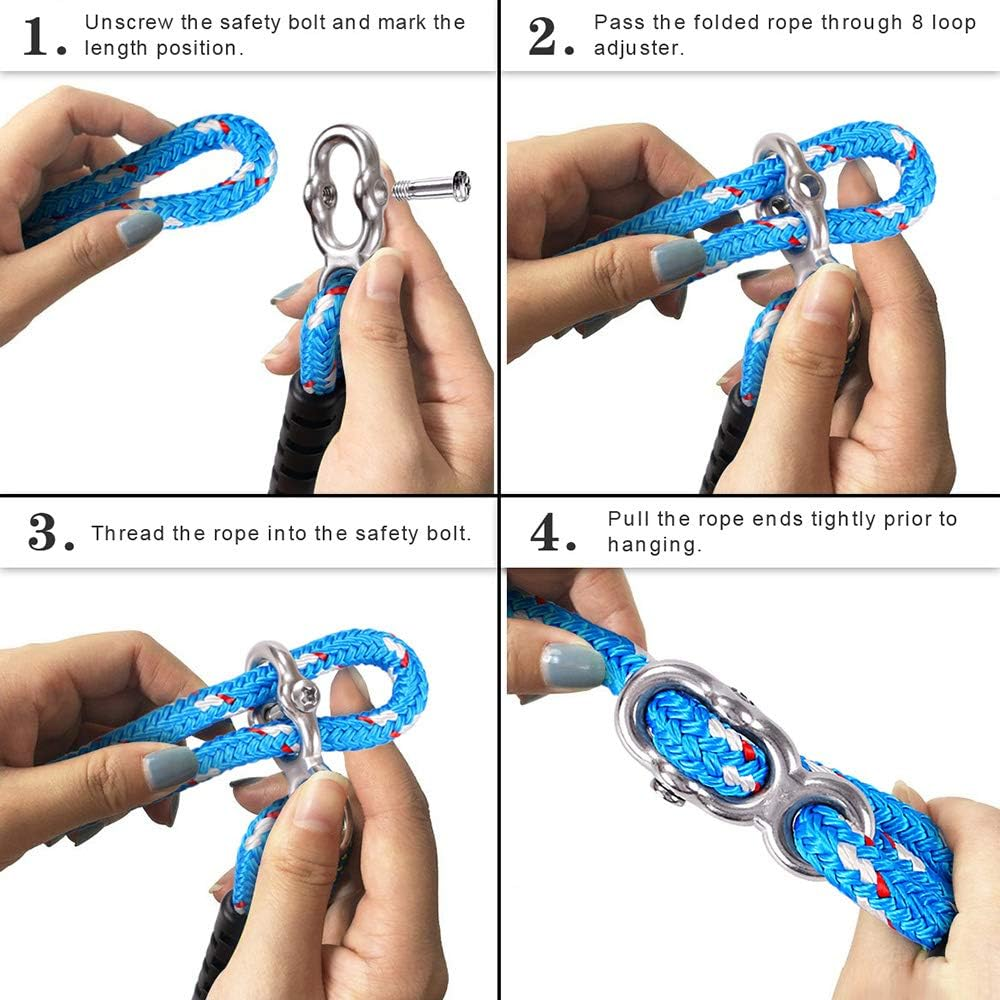 Dolibest Non-Slip Gymnastics Rings Kids Monkey Bars Swing Trapeze Bar with Adjustable Straps (41.7Inch) Home Fitness Full Body Workout Ninja Warrior Obstacle Course Blue (2Pack） image number 5