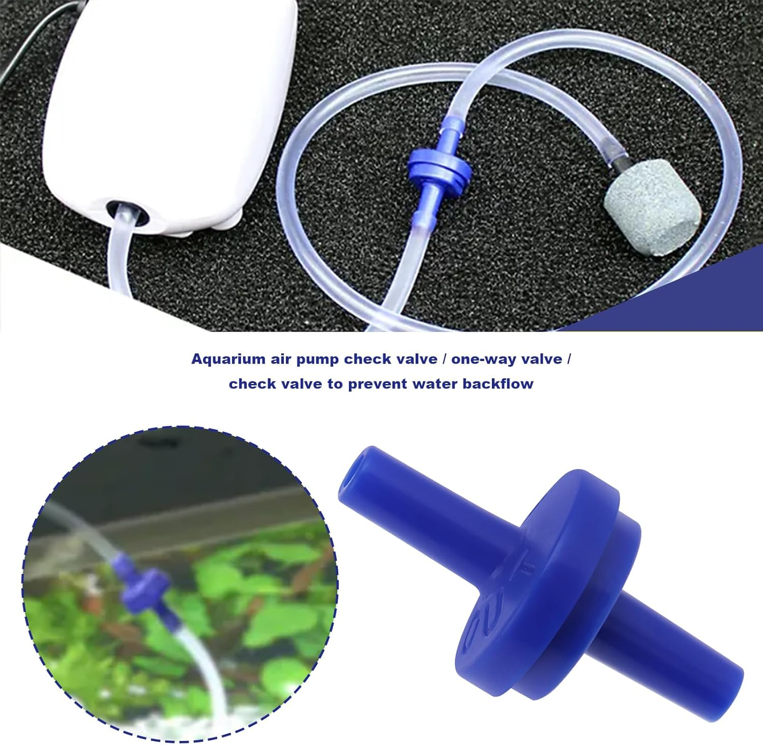 Emagtech 10Pcs Aquarium Air Pump Check Valve Fish Tank Water Flow Overflow Check Valve Outer Diameter 5Mm Length 36Mm for Aquariums and Fish Tanks Blue image number 3