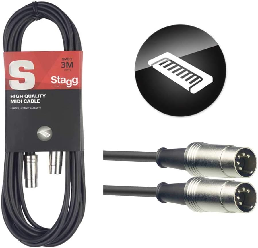 Stagg 10Ft. MIDI Cable - Male DIN Plug/Male DIN Plug - Metal, 3M image number 5