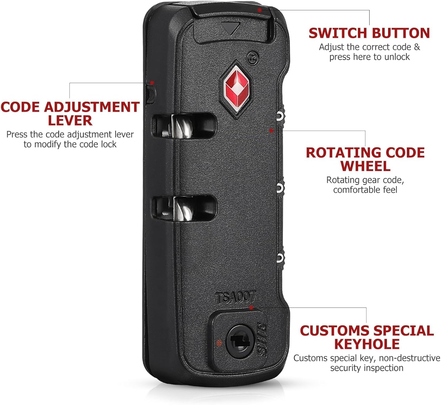 Luggage Locks,Tsa Approved Luggage Password Lock Suitcase Locks 3-Digit Number Combination TSA 372 Suitcases Locks for Toolbox Storage Bag Travel Business image number 1