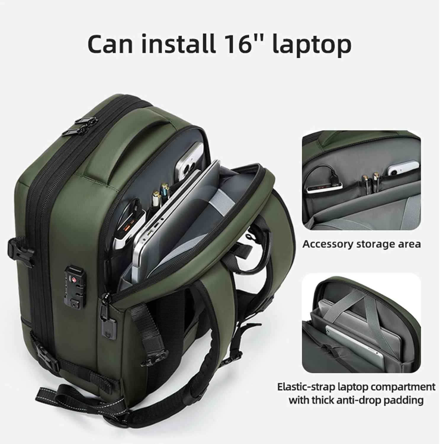 Vacuum Backpack - Travel Backpack | Carry-Ons Hand Luggage Bag | Cabin Bag | 48L Large Capacity Expandable Travel Rucksack | Laptop Bag for Business Trip Ranch Overnight Adventure Urgency image number 2