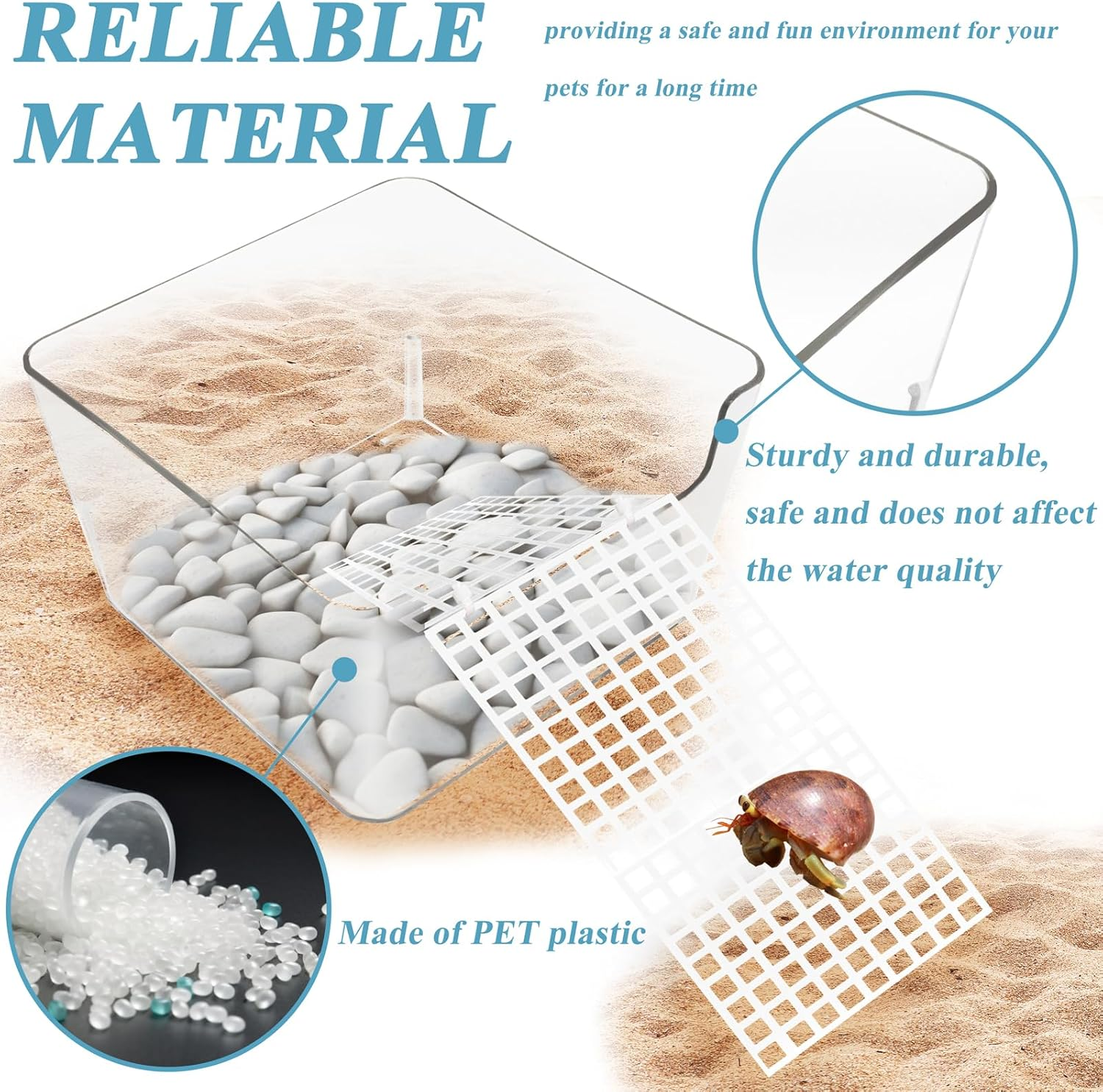 2 Pack Hermit Crab Water Tank, Cage Accessories with Climbing Ramp, Aquarium Salt Water Pool for Small or Medium Habitat Home &ndash; Transparent image number 1