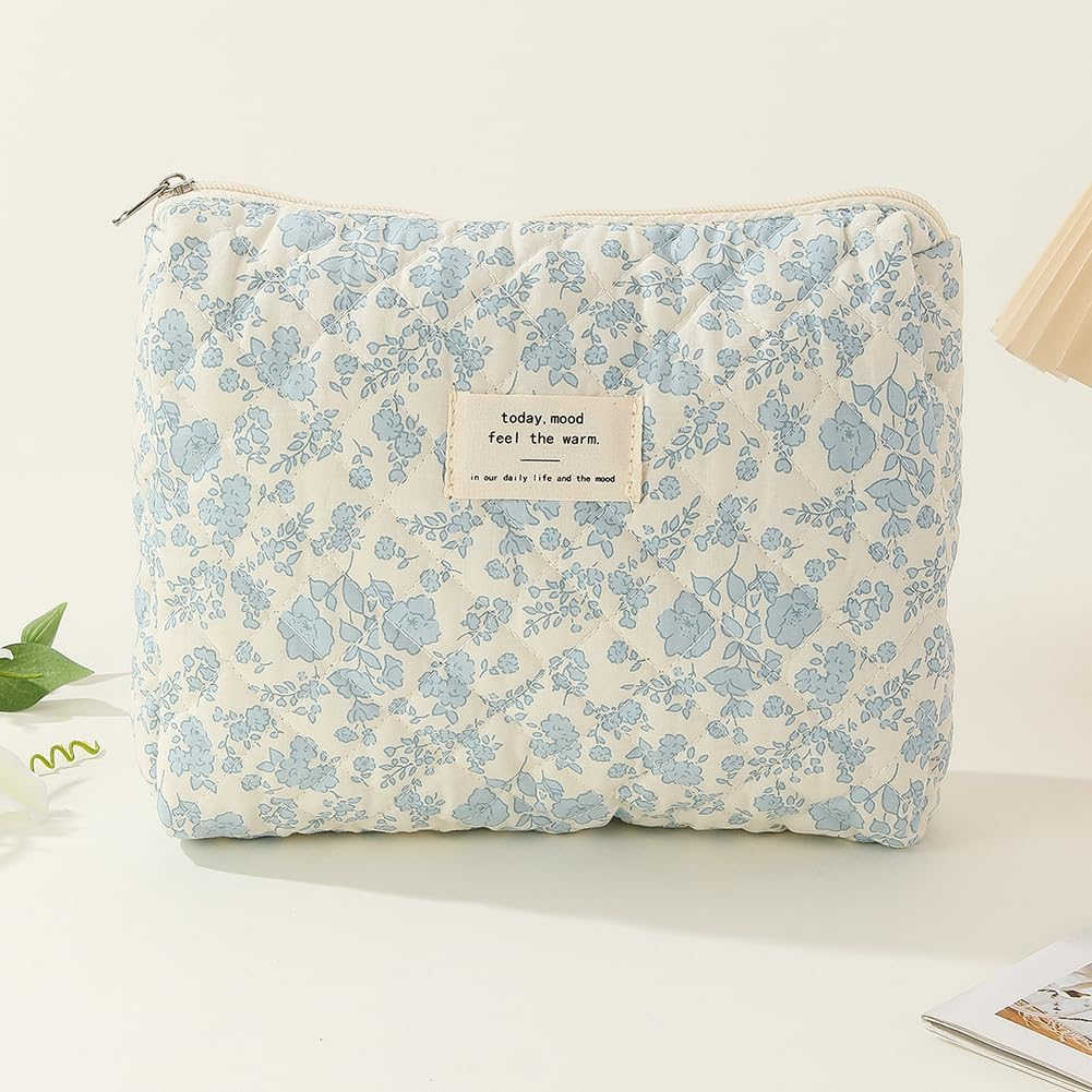 Cessfle Large Capacity Travel Cosmetic Bag Cotton Quilted Makeup Bag Cute Flower Makeup Bag Coquette Aesthetic Cosmetic Bag Large Floral Toiletry Bag for Women&hellip;, 9.75*6.24*6.24In - 01-3 Pcs image number 3
