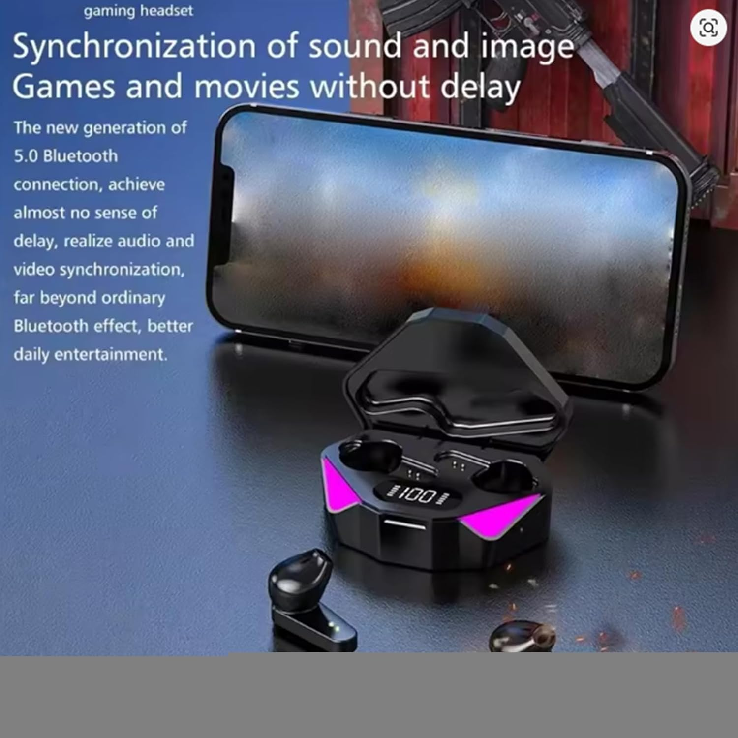 Wireless Earbuds | Sport Earbuds - Battery Display Low Latency Earpiece Headphones with Light Mode for Phone Compatible Men Women Sports Gym Work image number 3