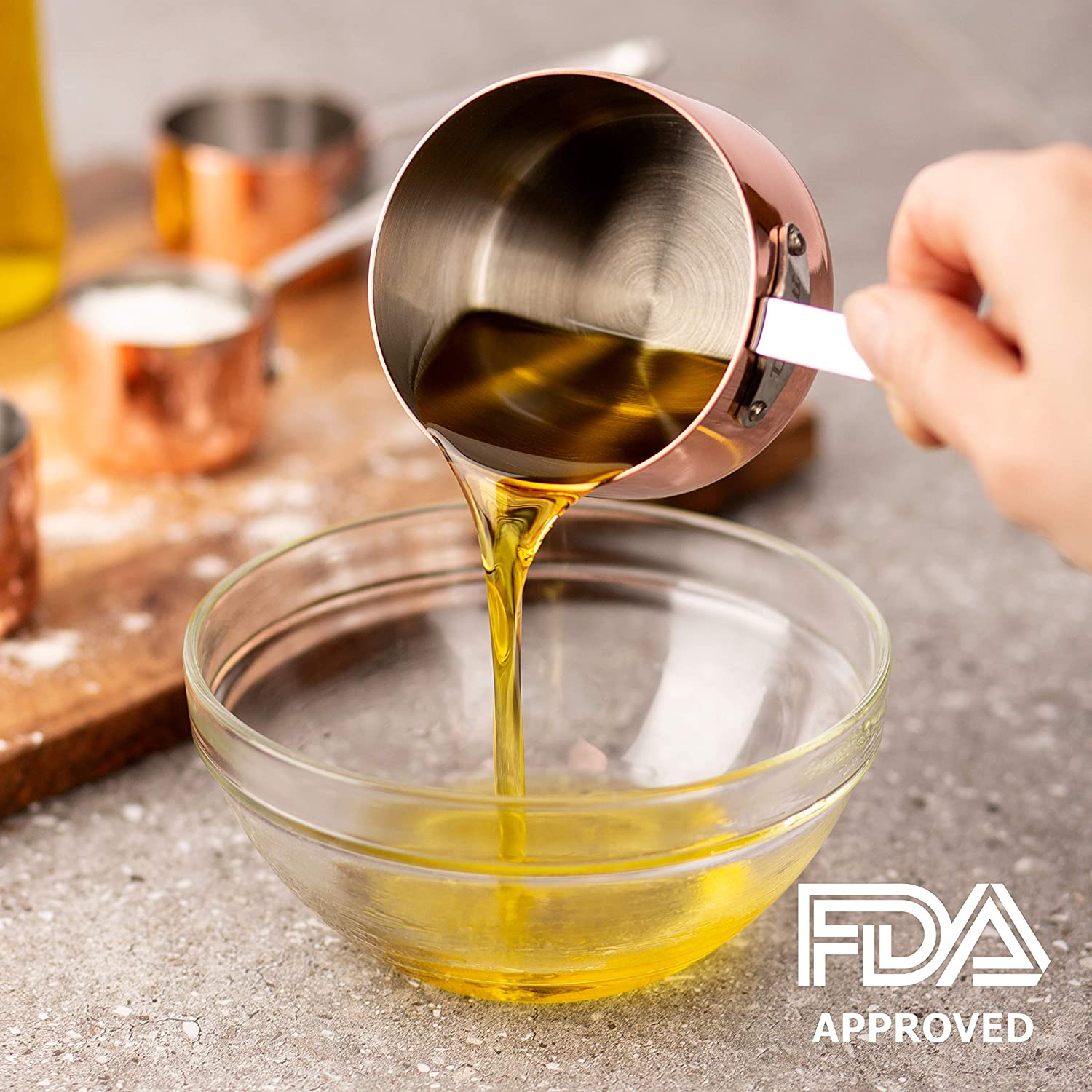 Stainless Steel Copper Plated Measuring Cup Set of 4 | Cooking & Baking Measuring Cups Kit | Liquid & Dry Ingredients | Decorative Quality Kitchen Tool | Great Gifting Idea image number 6