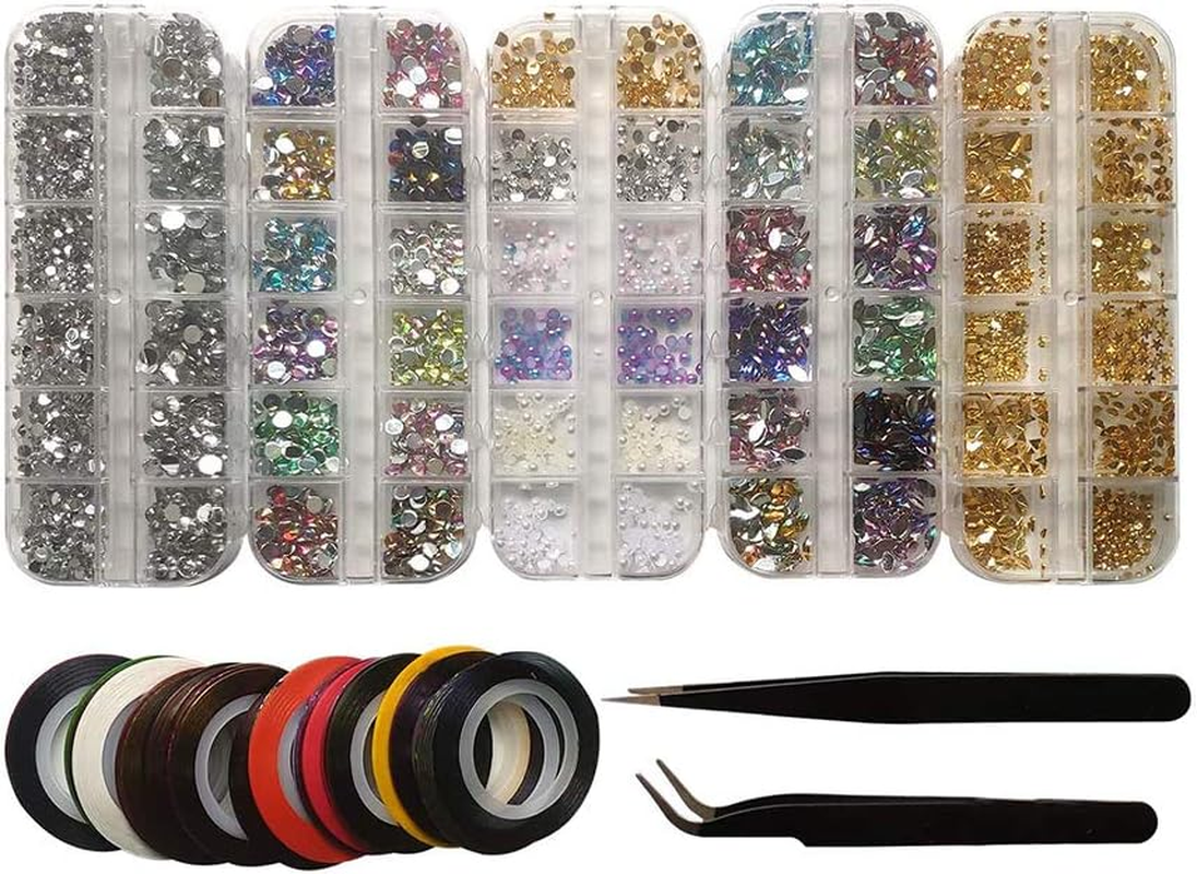 5 Boxes Nail Art Rhinestones Diamond Stone Rhinestones Face Decoration Gems Crystals Rhinestone Horse Eye Stone Nail image number 2