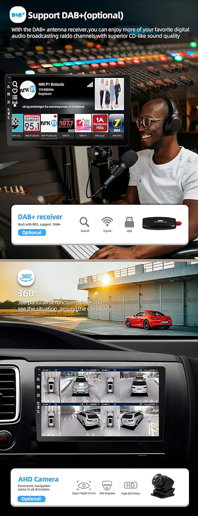 Android 14 IPS Car Stereo for Subaru Forester/Xv/Wrx (2015-2017) - Wireless Carplay/Android Auto - 4G+64G - Camera + MIC - 9 Inch 2 Din - 8-Core - Steering Wheel DAB Fast-Boot 360-CAM Wifi image number 3