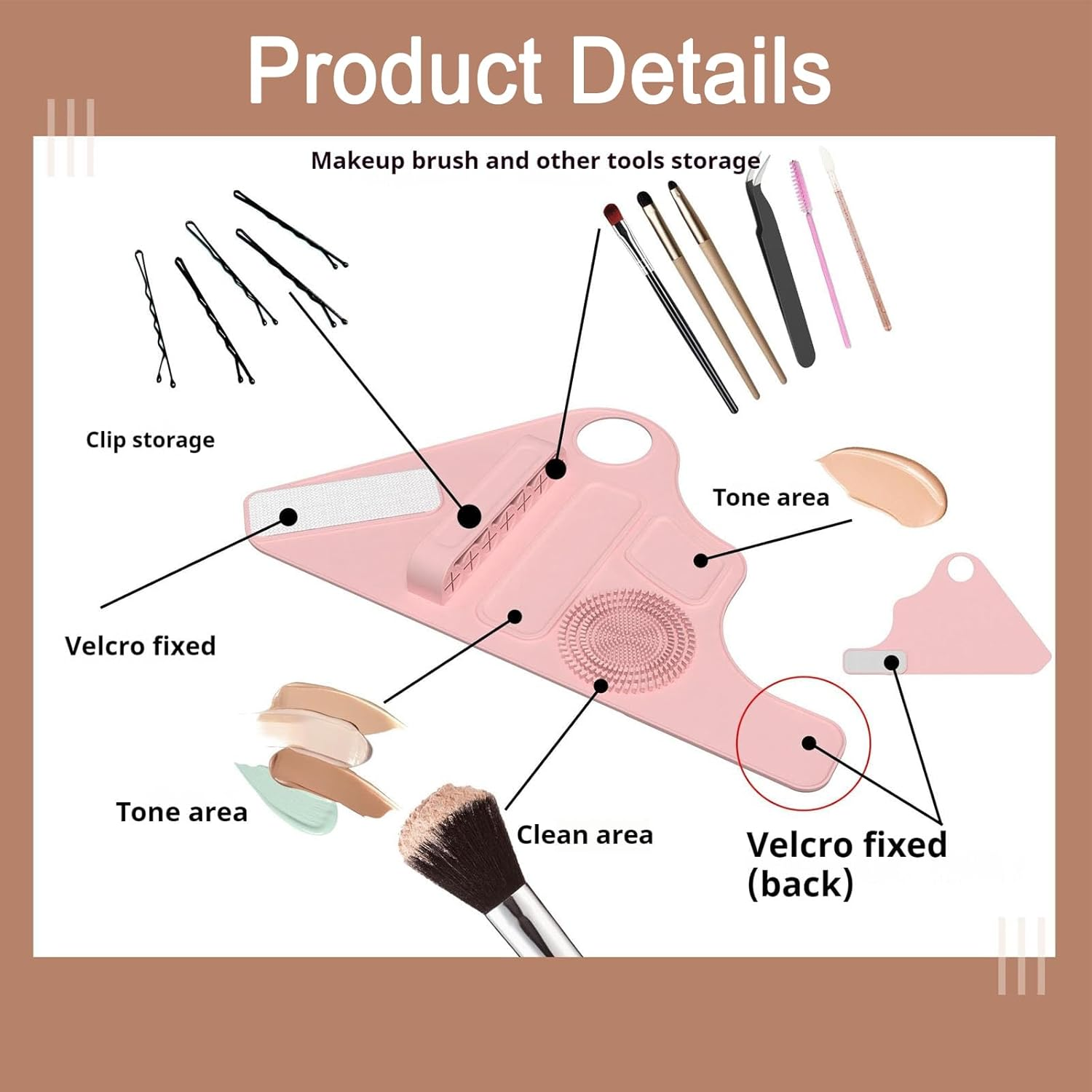 KOZTOL Makeup Mixing Palette Wrist Strap, Foldable Silicone Palette for Foundation Concealer Mix, Brush Cleaner, Make-Up Brush Storage, Wrist Assistance Tool for Make Up, Painting, Nail Art image number 6