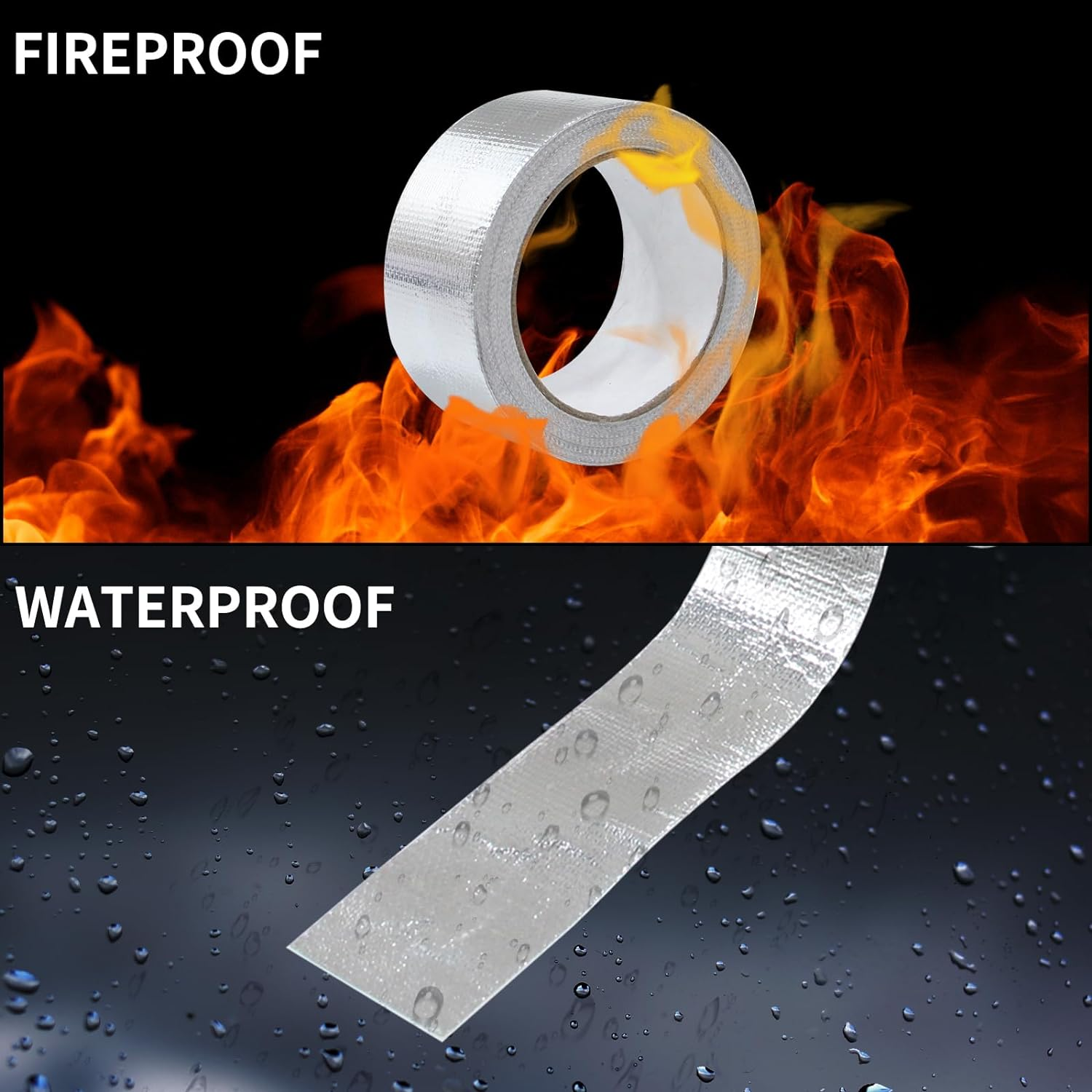 2 Roll Tape Premium Aluminum Foil Tape, Silver Adhesive Tape, Heat Shield Pipe Insulation Tape, Aluminum Repair Air Duct Tape,Heat Resistant Fibreglass Exhaust Duct Tape, for Sealing Dryer Vent image number 3