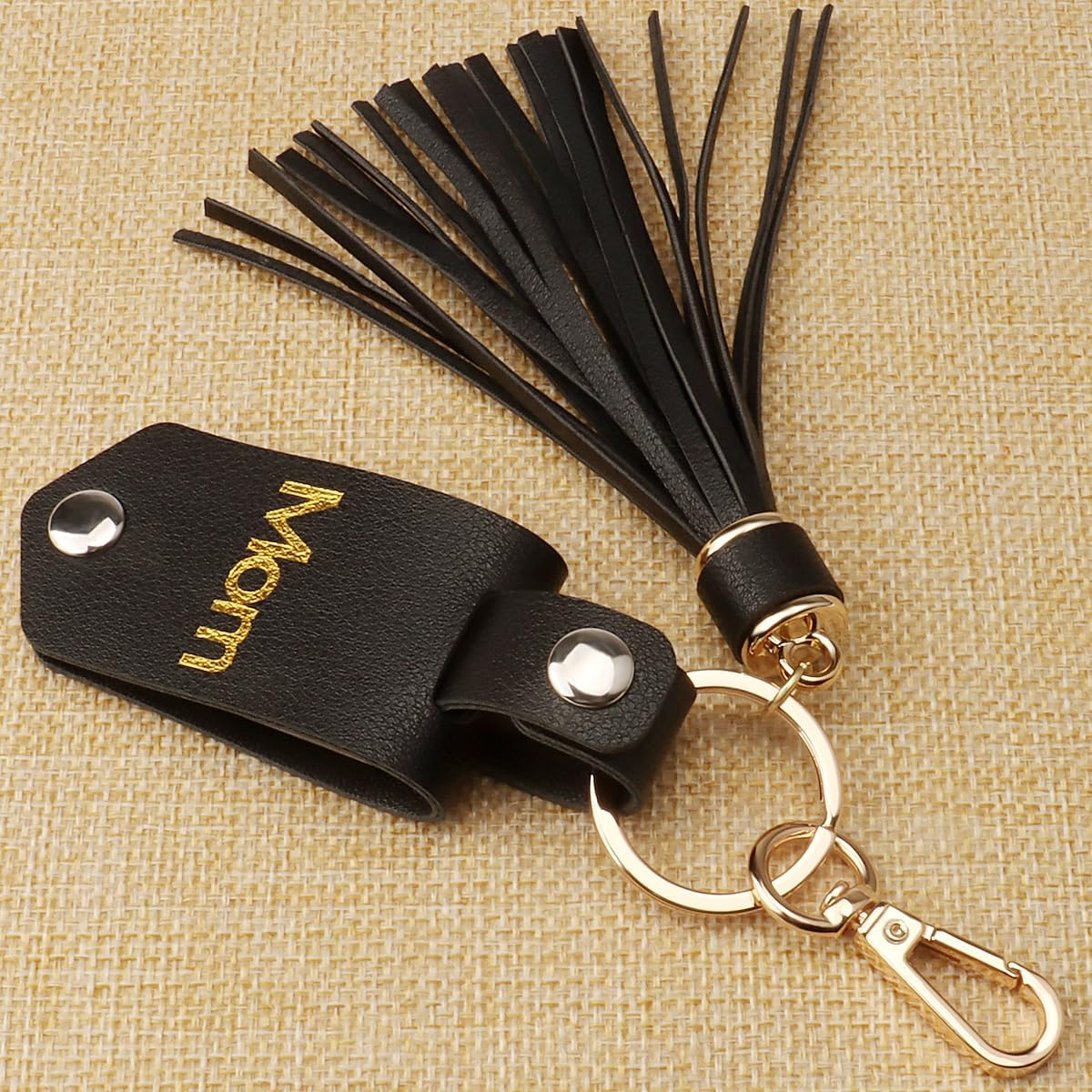 UGELOKI Engraved Leather Keychain for Mom - Mothers Day, Birthday, Christmas Gift for Women - Mom - Black C image number 5
