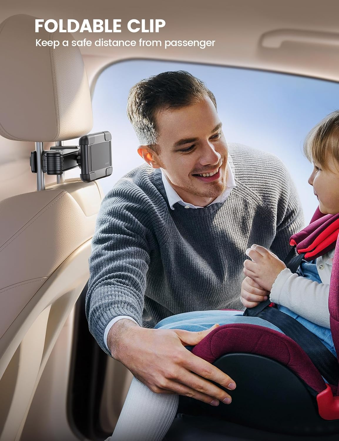 Lamicall Car Headrest Tablet Holder - [Thick Case Friendly] Ipad Mount for Car Backseat, Road Trip Essentials for Kids, for Ipad Pro, Air, Mini, Galaxy, Fire HD, More 6.1-13" Devices, Black image number 3