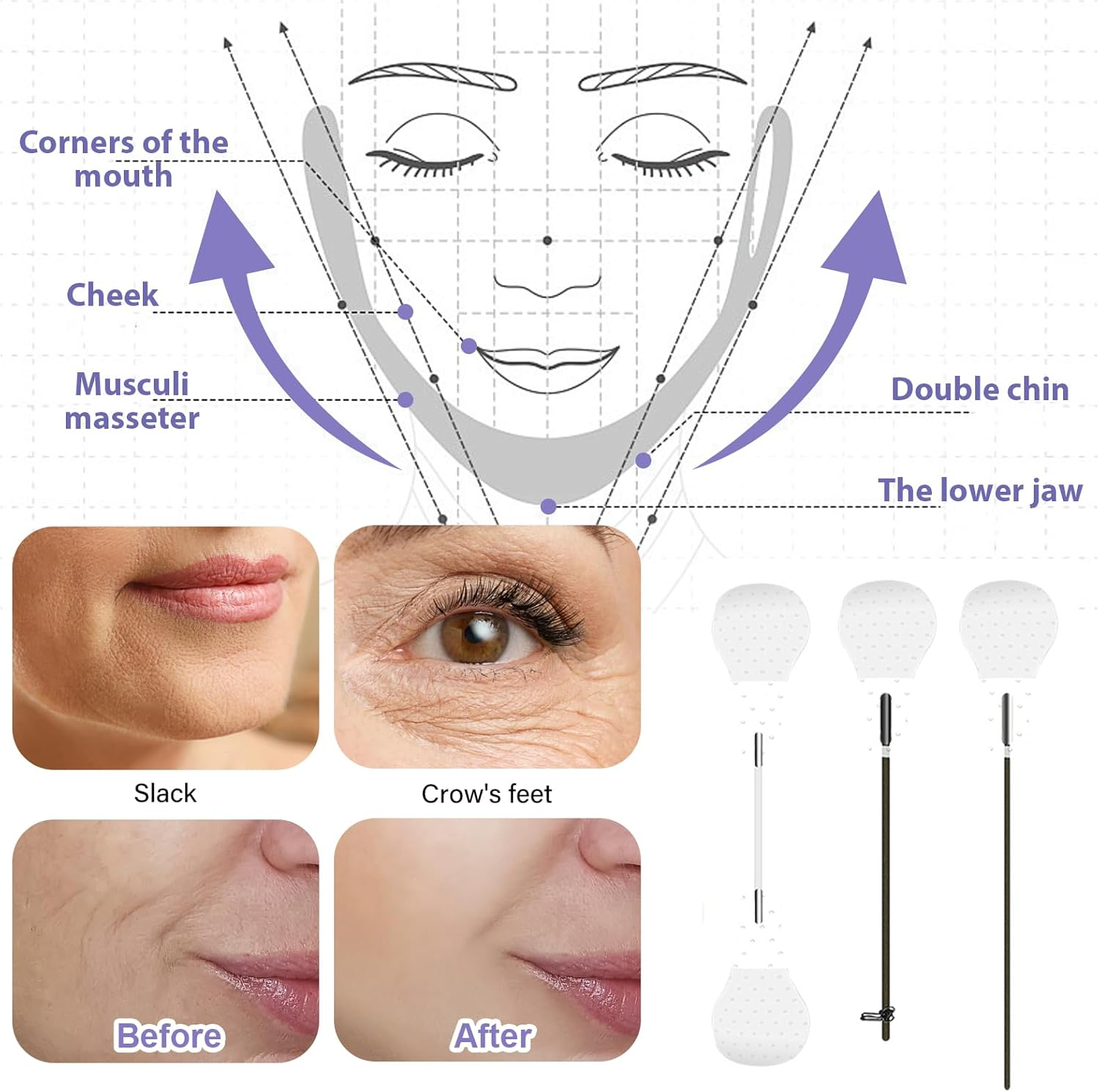 40 Pcs Face Lift Tape, Invisible Waterproof Lifting Stickers, Instant Skin Tightening Solution, Convenient and Invisible for a Natural Lifted to Conceal Wrinkles Double Chin and Sagging Skin image number 2