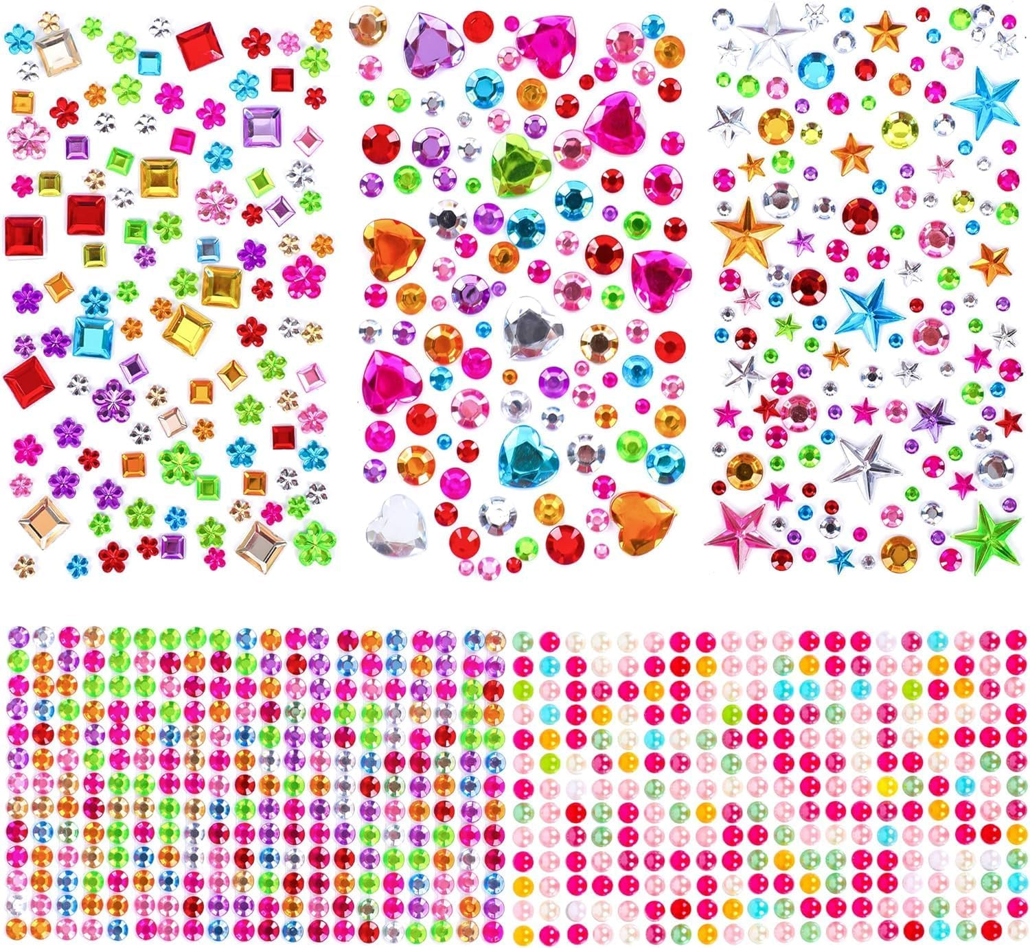 Rhinestone Stickers, Rhinestones for Crafts - Self Adhesive Jewels Stickers, Acrylic Gems DIY Craft Decorative Diamond Stickers, Small for Kids(880Pcs Gem) image number 3