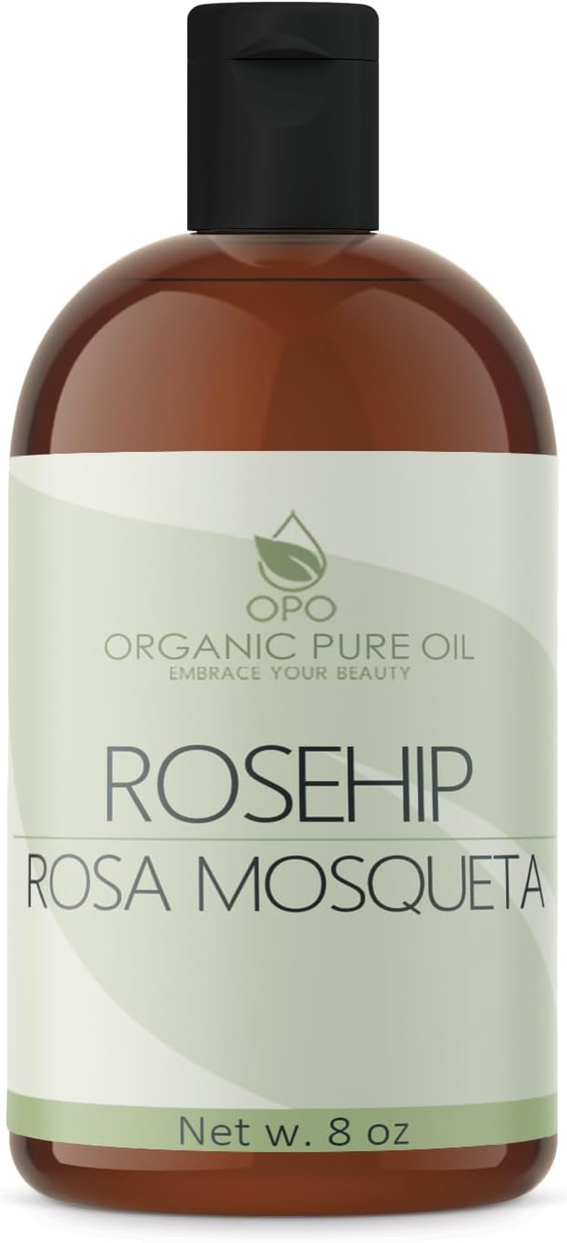 OPO Rosehip Oil - 8 Oz - Pure, Unrefined, Non GMO, Cold Pressed, Vegan Carrier Oil for Face, Hair, Skin, Nails, Body Aging Skin Beard Locs Mustache Lashes - Packaging May Vary