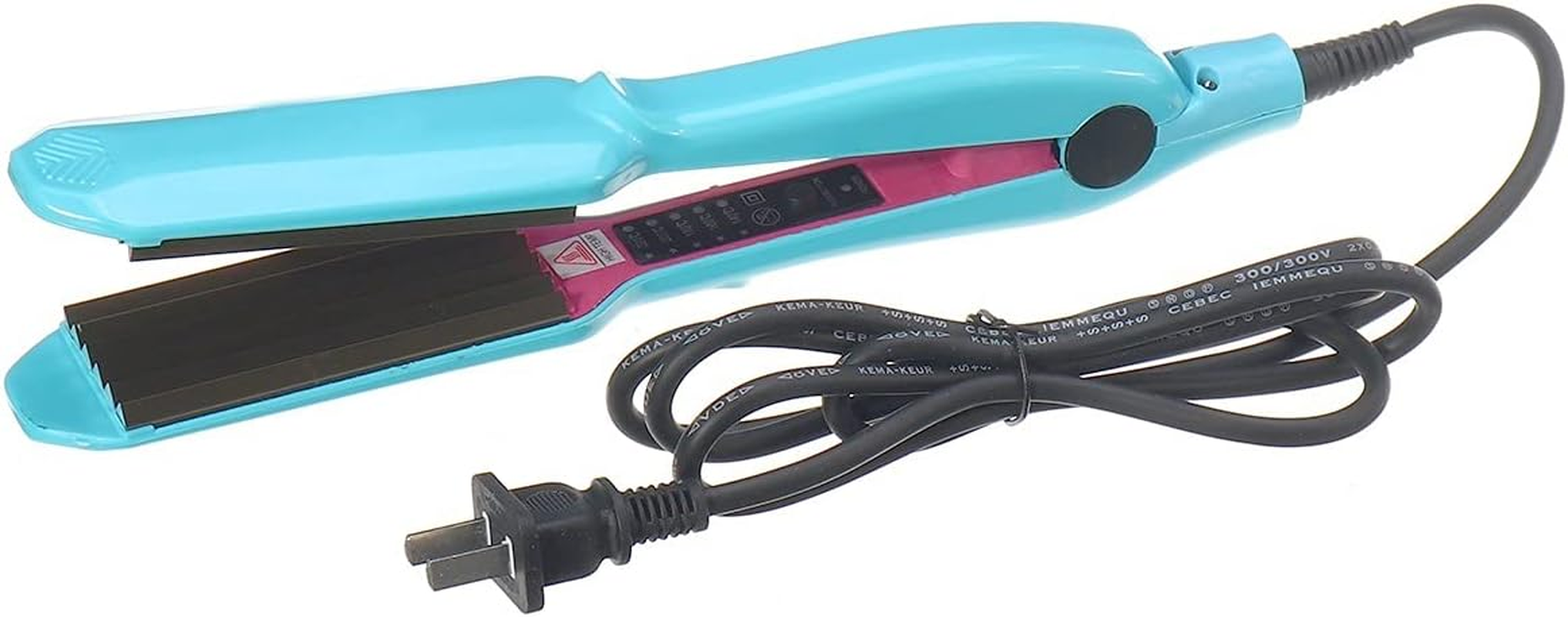 Corrugated Iron Crimped Hair Waving Iron Electric Hair Crimper Curler Irons Beauty Styling Tools Dry & Wet Use with Temperature Control (Blue) image number 4