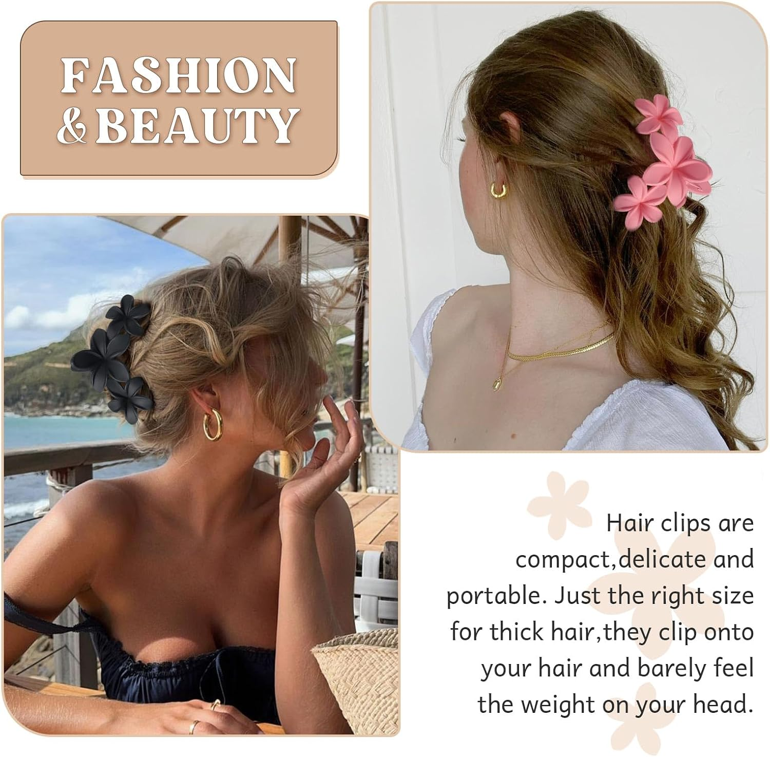 PROPOG Flower Hair Clip Large Pack of 8 Hair Clip Flower for Thick Thin Hair Non-Slip Flower Hair Clip Women'S Elegant Hair Accessories for Women Girls image number 2