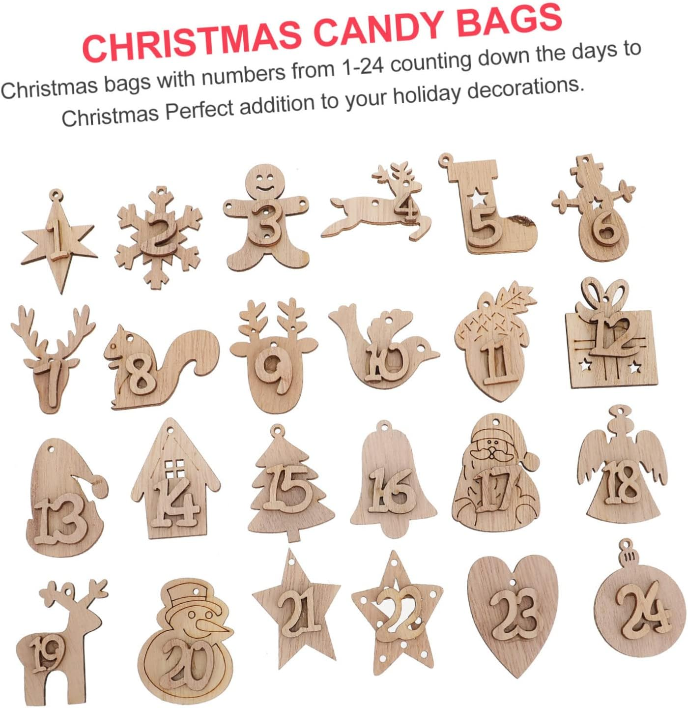 Countdown Calendar Candy Bags Present Bag Set Number Hanging Pouches Bulk Party Favor Bags Natural Jute Material Xmas Drawstring Storage Containers image number 3