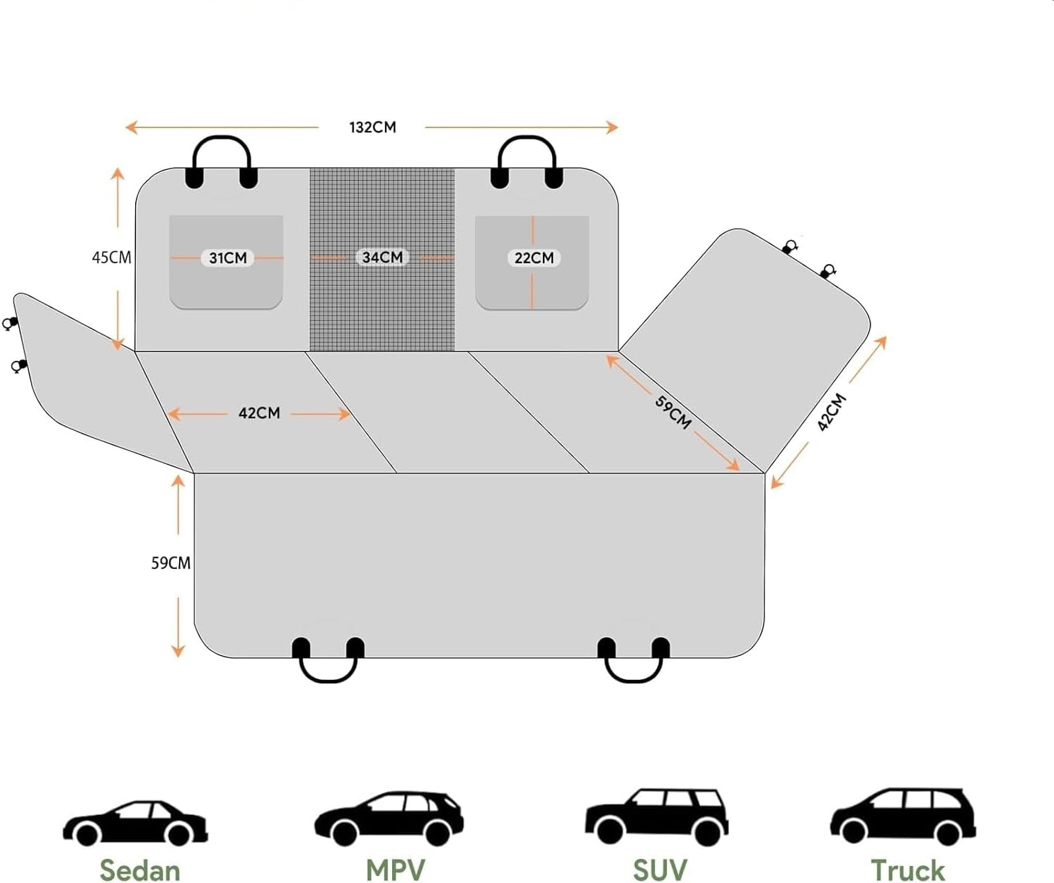 Dog Seat Cover - Hard Bottom Protection - Waterproof - Wear-Resistant, Machine-Washable, Universal Fit, Safety Belt, and Hammock Design for Ultimate Pet Comfort and Safety(Black) image number 2