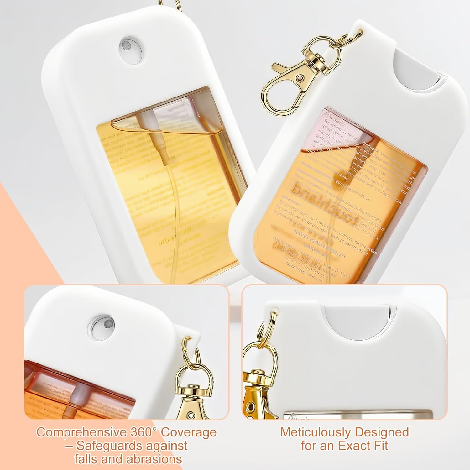 Huoflame Hand Sanitizer Spray Case Compatible with TH 1 FL.OZ &ndash; 3 Pack Protective Silicone Holder with Metal Keychain image number 1