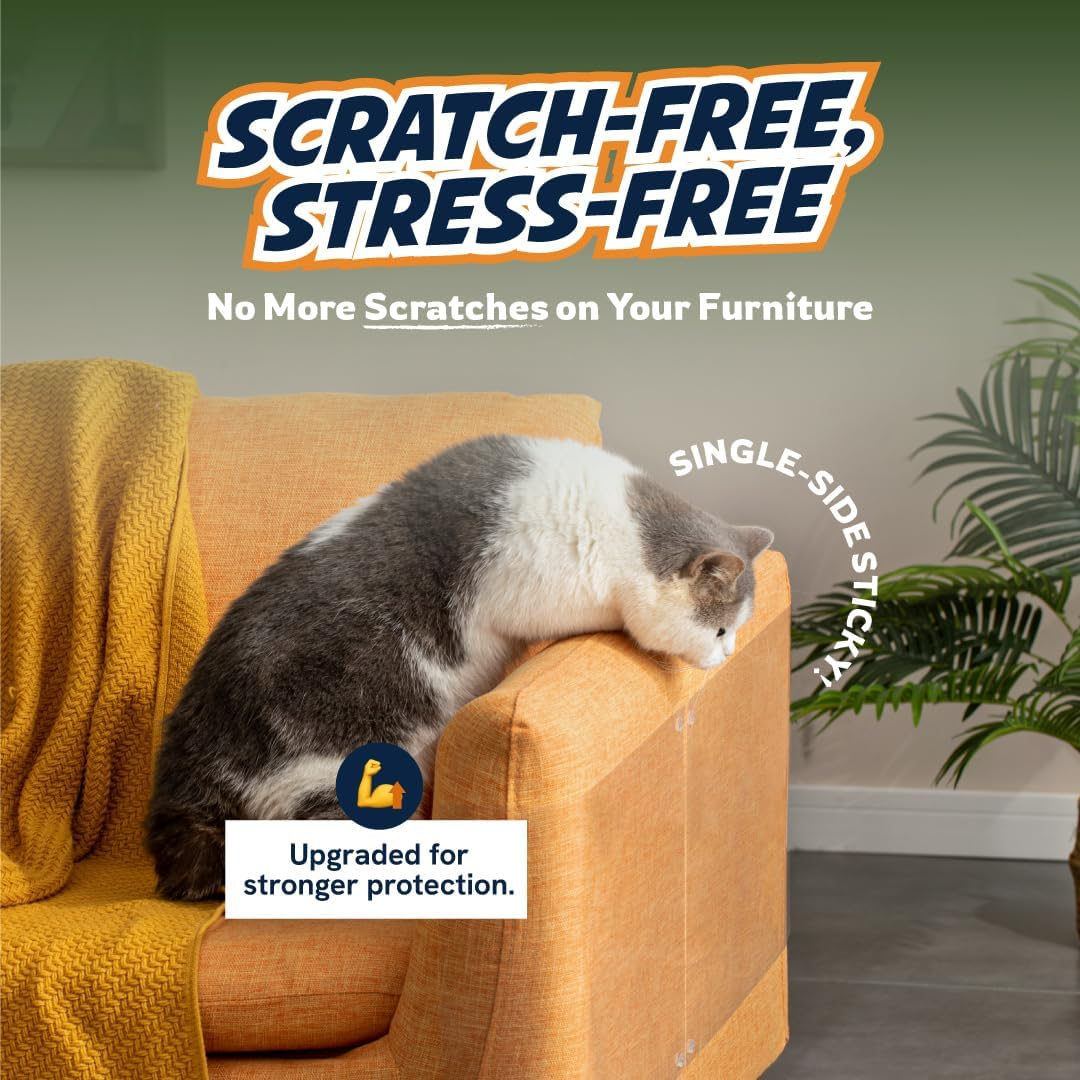 Furniture Protectors from Cats - 10-Pack XXL Couch Protector for Cats - anti Cat Scratch Furniture Protectors Guards - Sofa Corner Scratching Training Tape Cat Scratch Deterrent for Furniture Plastic