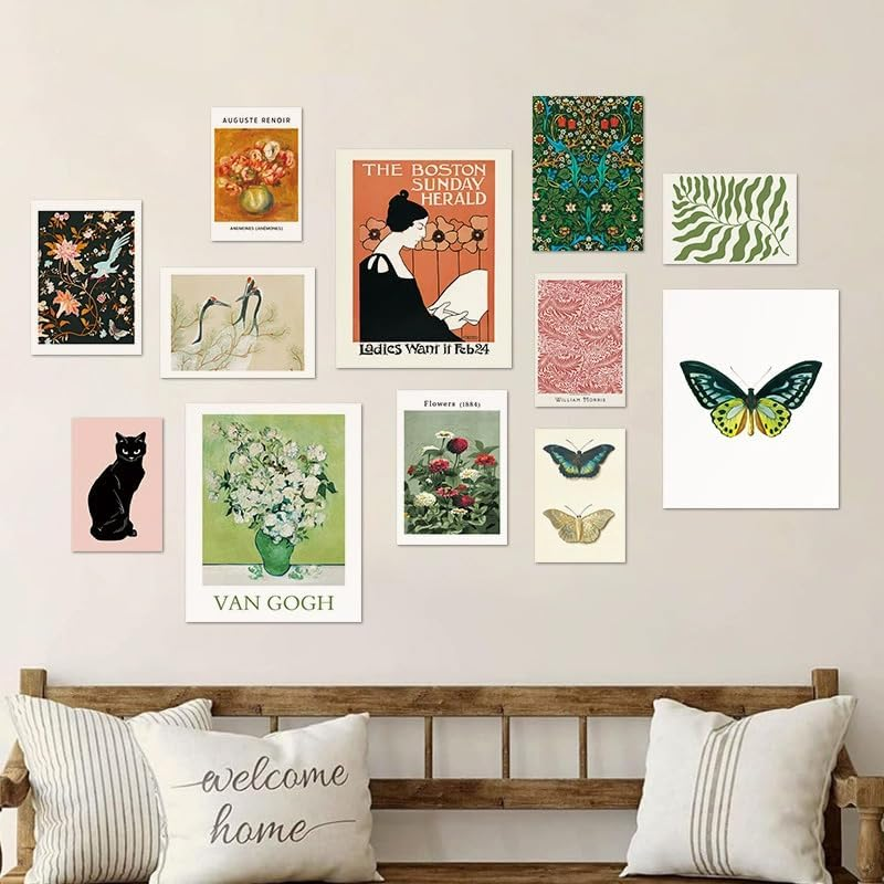 ZIENVE Eclectic Wall Decor Posters, Retro Maximalist Home Decor Aesthetic Vintage, Modern Colorful Boho Gallery Wall Art Prints for Bedroom Dorm, Unframed image number 1