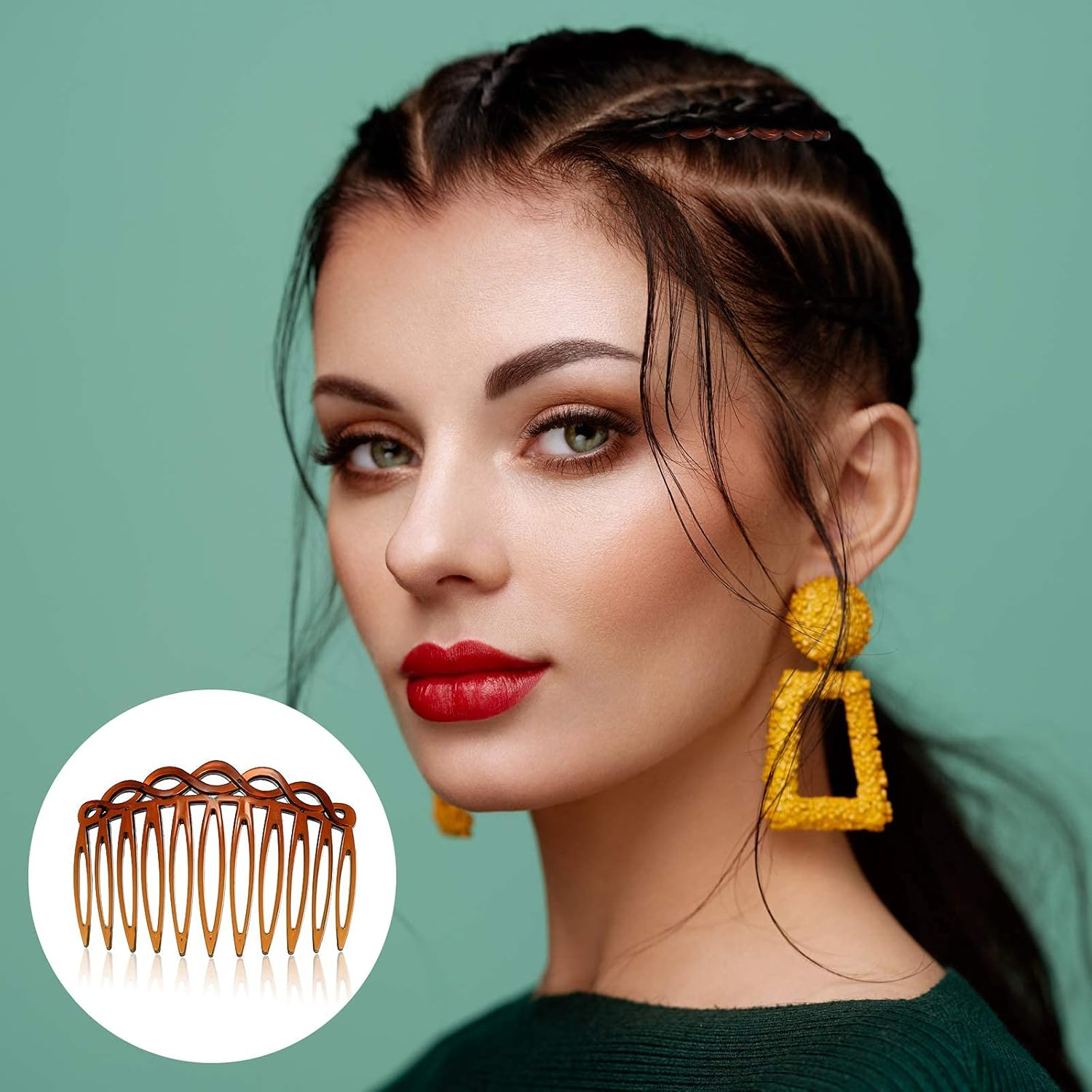 WILLBOND 16 Pieces Women Hair Comb Accessories French Hair Side Combs Plastic Twist Decorative Comb Clips for Women Bridal Wedding Veil Teeth(Black, Transparent, Light Coffee, Dark Coffee) image number 4