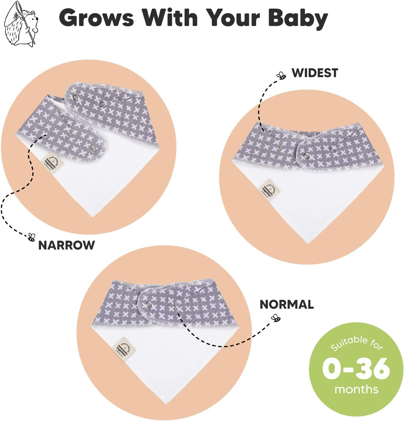 10-Pack Organic Baby Bandana Bibs - Organic Cotton Bandana Bibs for Boys, Girls - Super Absorbent Bandana Drool Bibs - Teething Bibs - Baby Bibs for Infant, Toddler (MONOS) - Butterflies image number 6