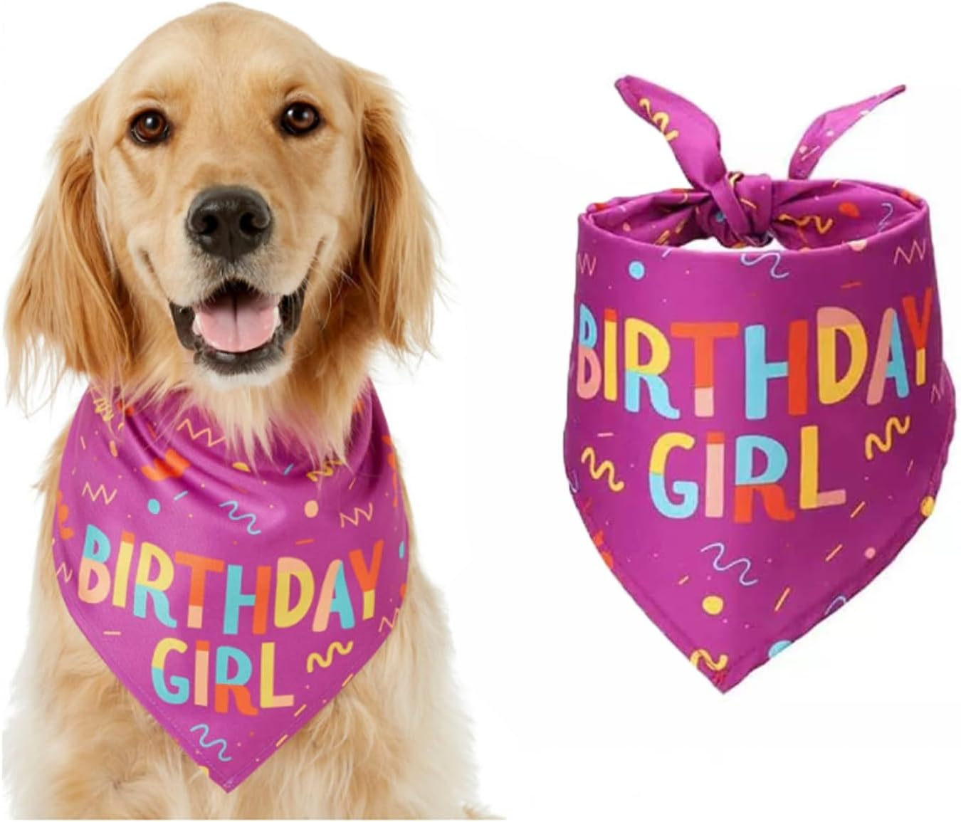 Dog Bandana for Birthday, Bithday Pet Bandana, Pink Triangle Scarf for Small & Medium Dogs, Perfect for Birthday Girl Pets, Birthday Party Accessory image number 5