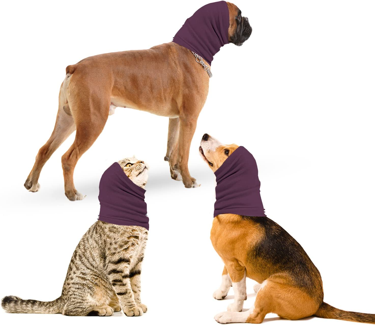 Ouuonno Dog Snood for Neck and Ear Warmer, Calming Pet Snood Covers for Anxiety Relief and Grooming, Muffs for Dogs and Cats (Small, Pink)