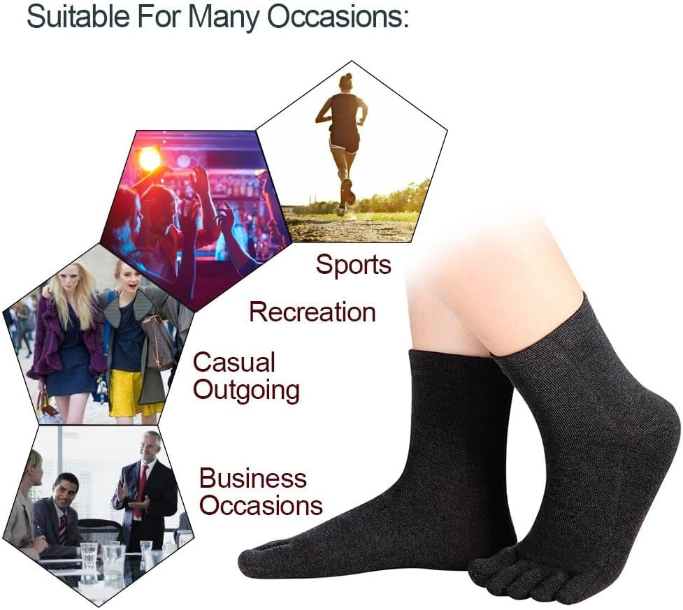Women'S Toe Socks for Running Five Finger Socks with Cotton Athletic 4 Pairs - Black/4 Pairs image number 2