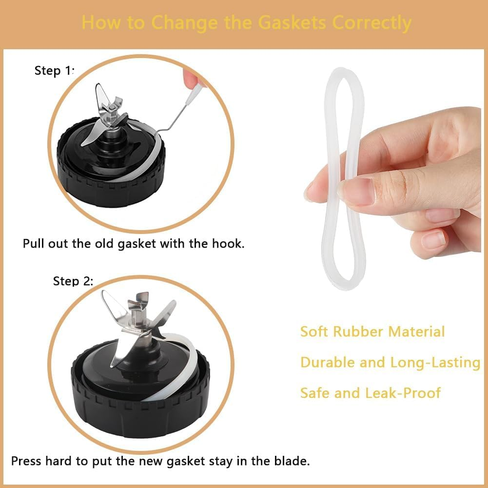 6 PCS Rubber Gaskets, 3.94 Inch 10Cm Leakproof Sealing Gaskets White Rubber O-Ring, Blender Replacement Gasket,Replacement Parts for Ninja Blender BL480 BL680 BL910 CT680 (Compatibility) image number 3