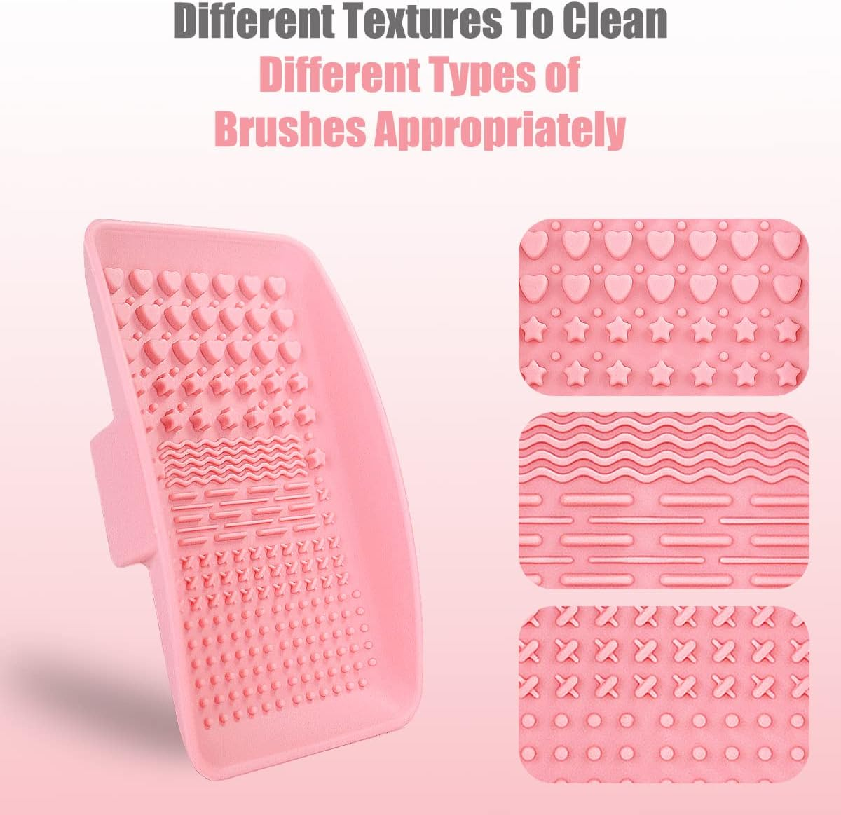Makeup Brush Cleaning Mat, Silicone Make up Brush Cleaner Pad, Paint Brush Cleaner Tool with Back Strap, Portable Beauty Makeup Washing Tool Makeup Brushes for All Brushes (Pink+Green) image number 6