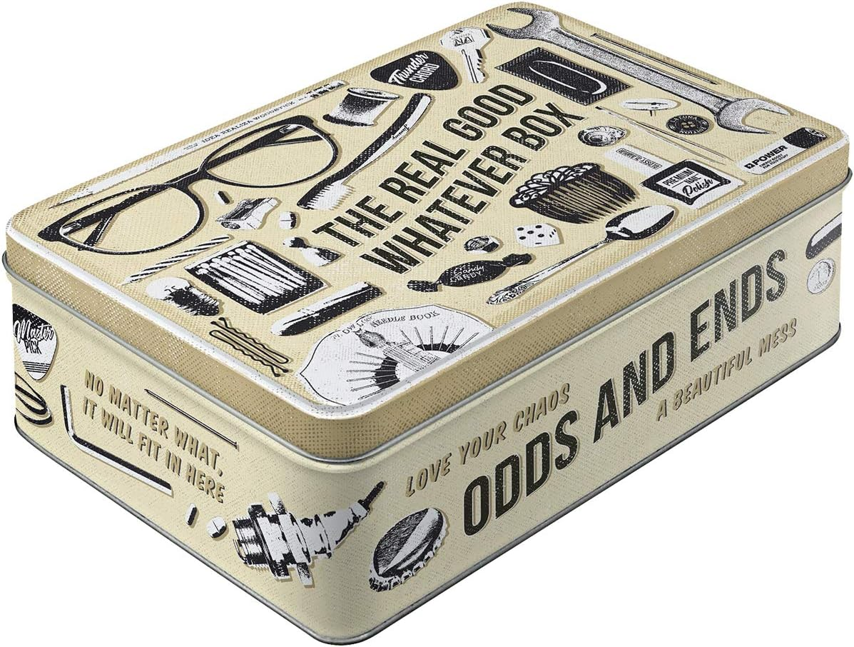 Nostalgic-Art Retro Flat Storage Jar, 2.5 L, Whatever Odds & Ends Box - Gift Idea for Your Home, Tin Tin with Lid, Vintage Design image number 1