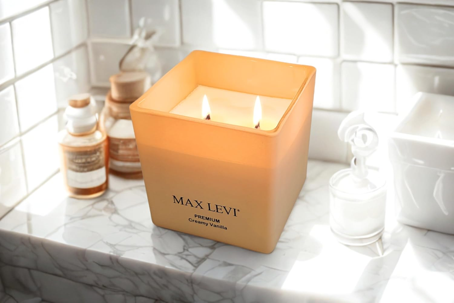 Max Levi Premium Creamy Vanilla Candle 400G - 60 Hours (Ultra Strong Scent) - Vanilla, Cream image number 5