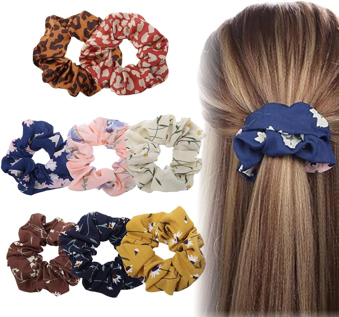 LAKJUOZ Pack of 8 Women'S Scrunchies, Premium Velvet Hair Bobbles, Premium Satin Hair Bobbles, Plain Elastic Thick Bands, Soft Ropes, Ponytail Holder, Women Hair Accessories image number 1