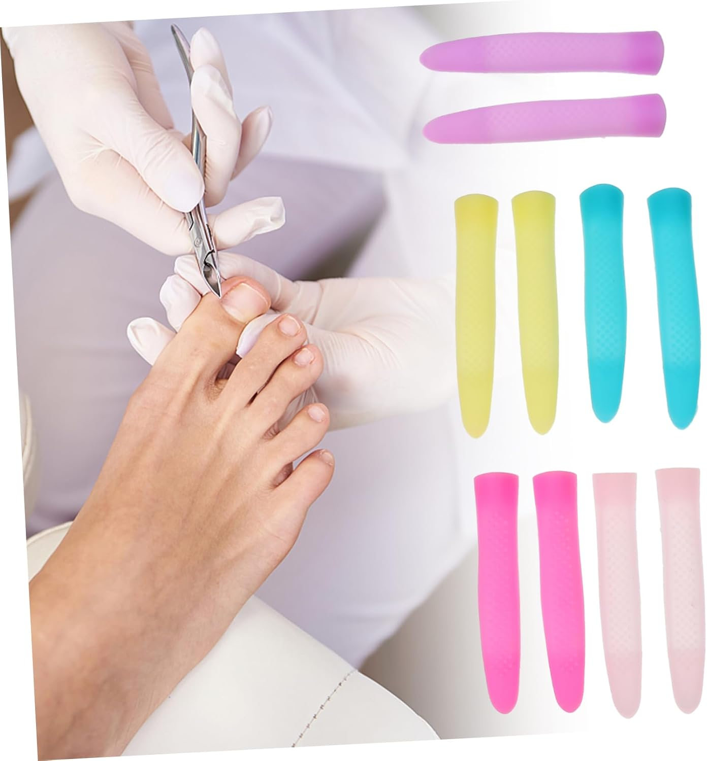 NOLITOY Nail Cuticle Scissors Handle Sleeves Slip Silicone Covers for Comfortable Grip and Portability Random Color image number 3