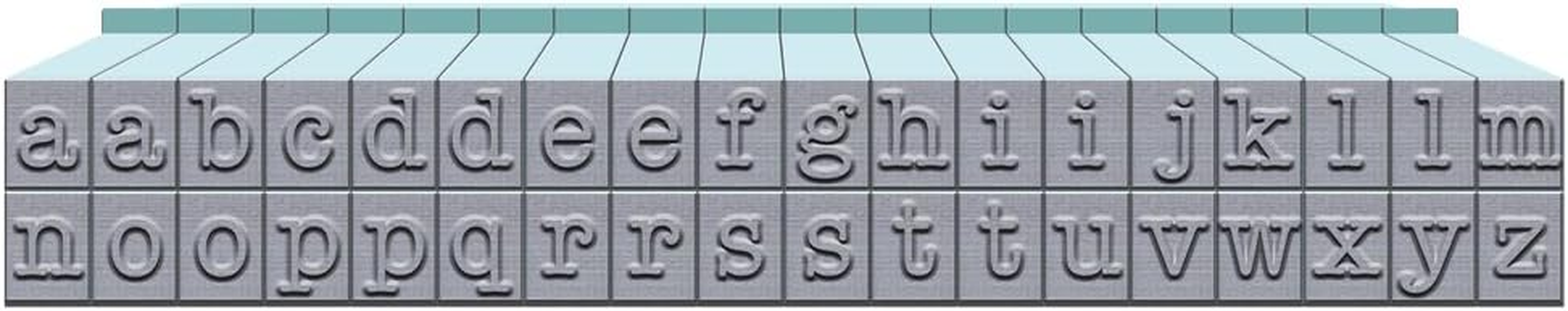 Contact USA Small 36-Piece American Typewriter Pegz Connectable Lowerase Alphabet Stamp Set, Pool Blue