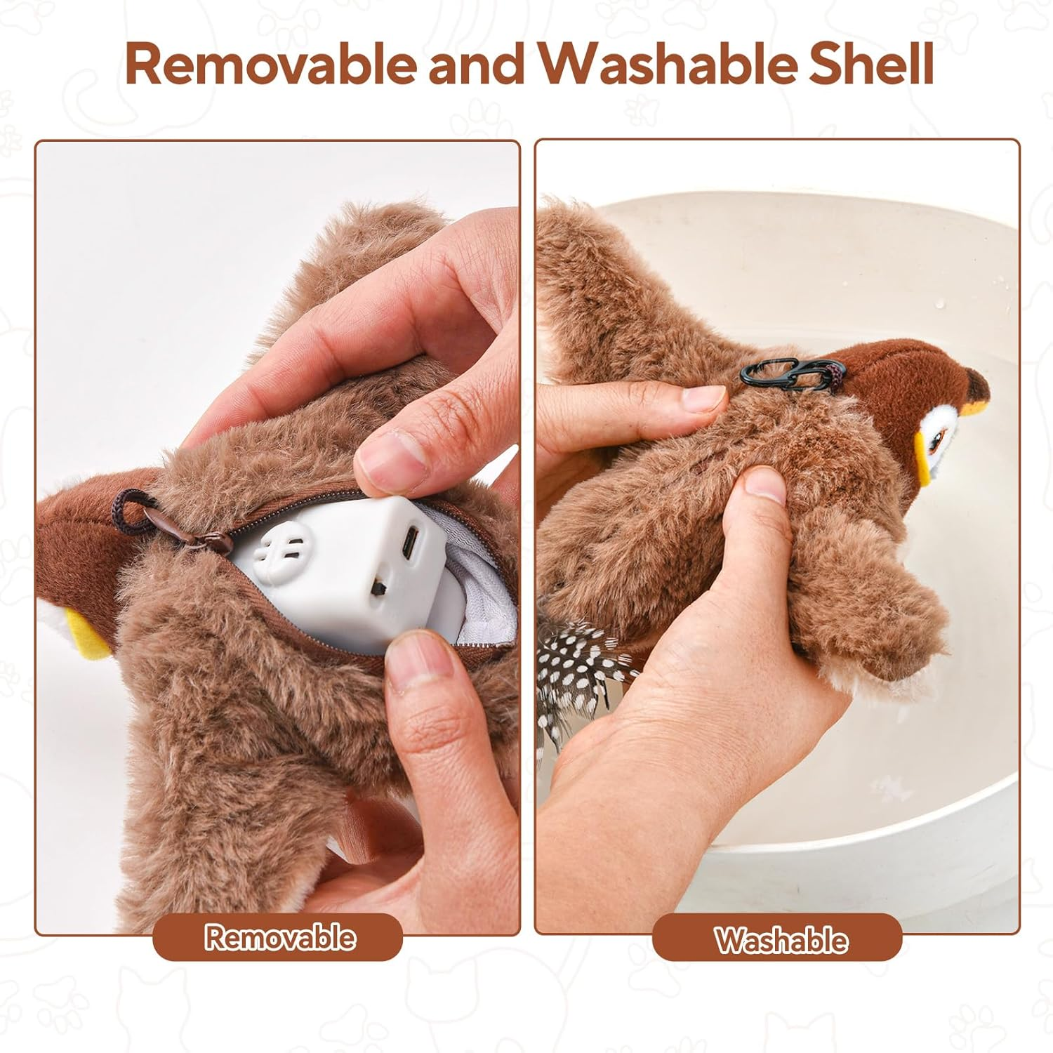 AUSCAT Flappy Bird Cat Toy, Simulated Chirping Bird Cat Toy Flapping Wings, Rechargeable，Interactive Catnip Toys for Indoor Kittens image number 1