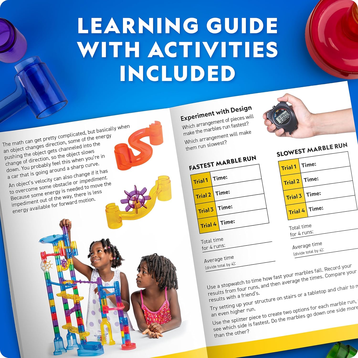 National Geographic Glowing Marble Run &ndash; 80-Piece Construction Set with 15 Glow-In-The Dark Glass Marbles, Creative STEM Toys, Building Project Toy image number 3