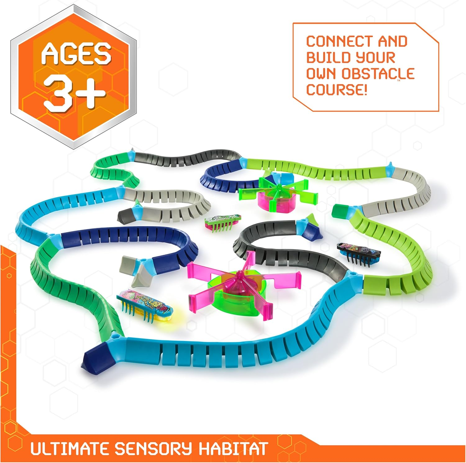 HEX BOTS Nano Land, Sensory Toys for Kids & Cats with over 40 Pieces & 3 Nano Bugs, STEM Kits & Mini Robot Toy for Kids Aged 3 & Up, Batteries Included image number 3