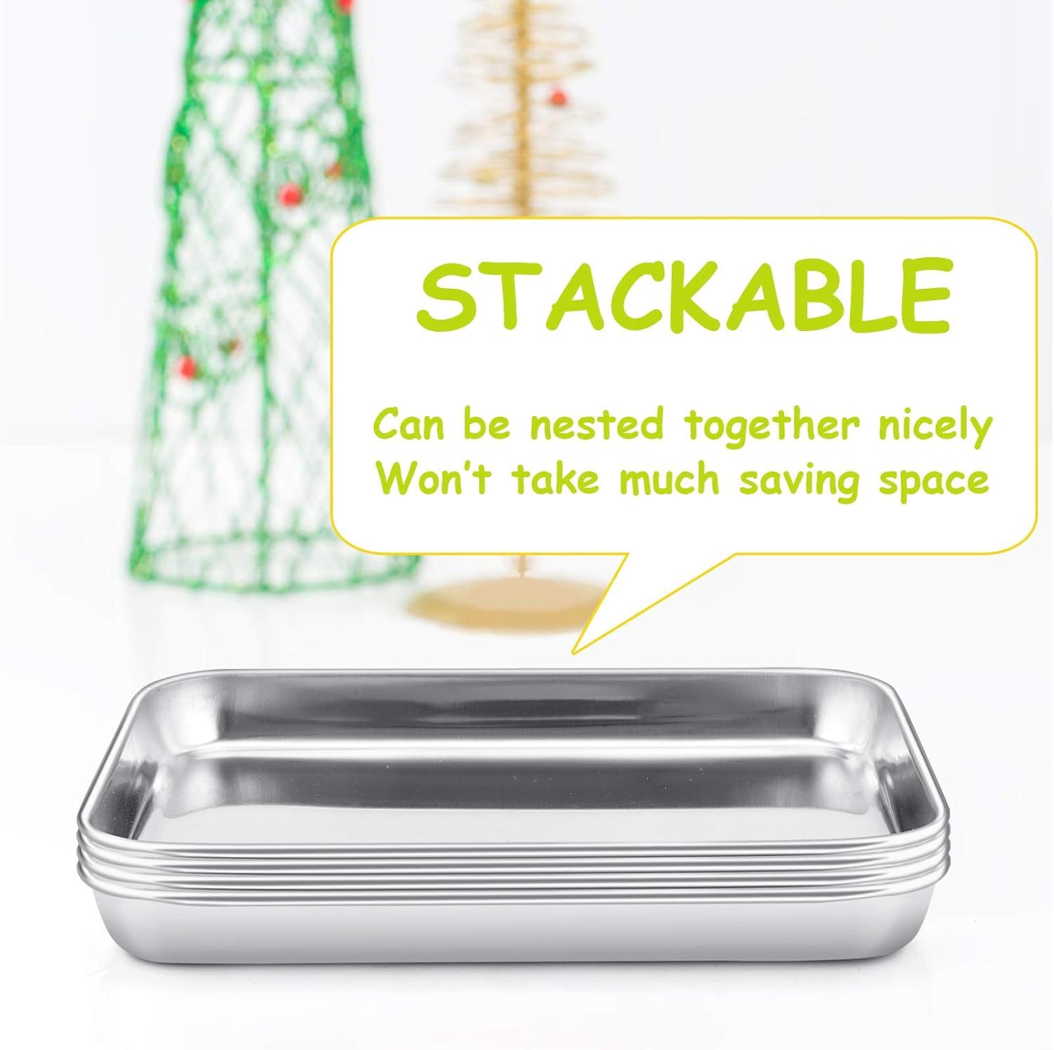 E-Far Stainless Steel Kids Plates, 4 Pieces Mini Metal Dinner Dish Set for Kids Toddler Child, 7.3&rdquo; X 5.3&rdquo; X 0.75&rdquo;, Non-Toxic & Dishwasher Safe, Great for Self-Feeding/Picnic/Outdoor Camping image number 4