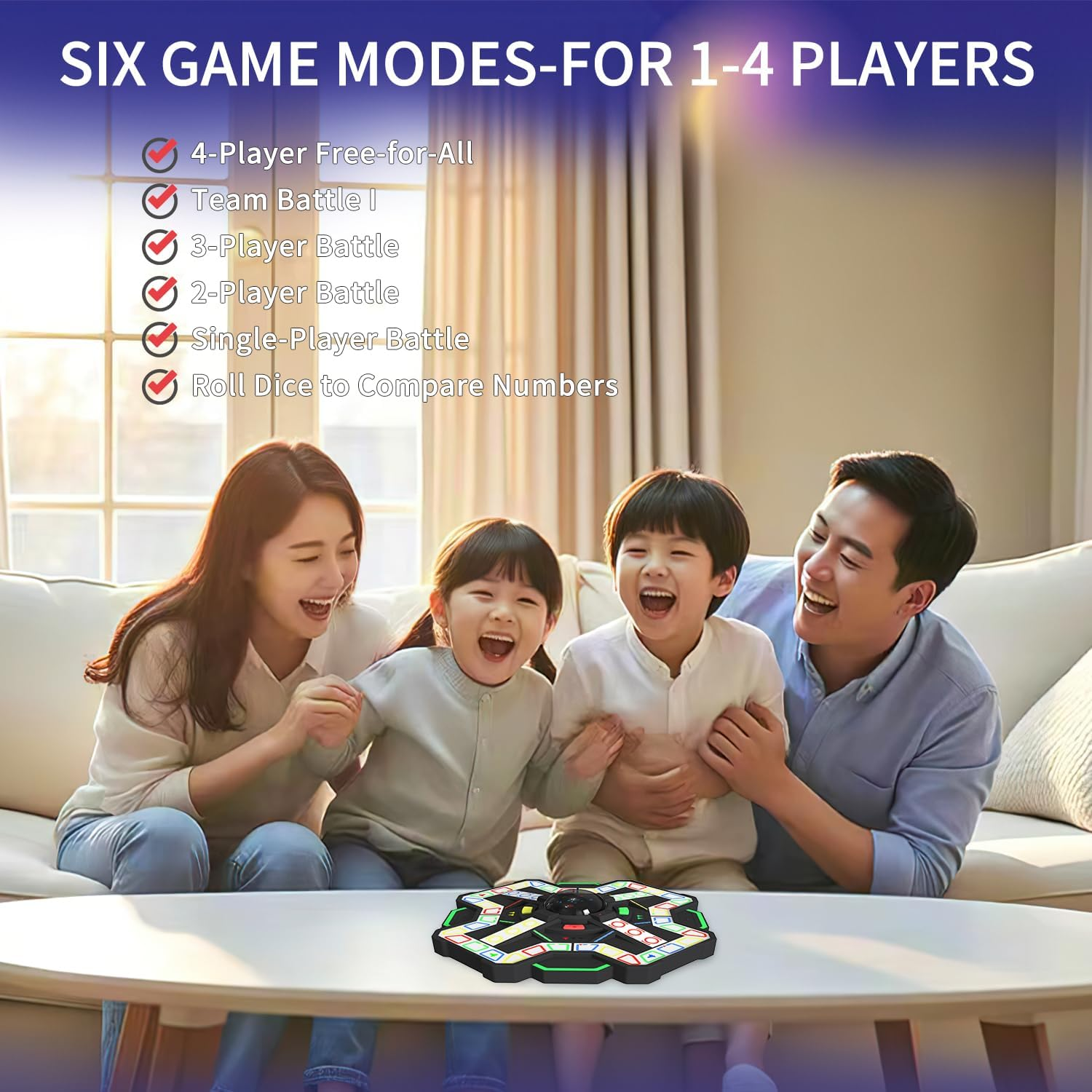 Ysityum Super Ludo Board Game, Star-Themed Electronic Board Game with Lights and 6 Play Modes for Family Adults Kids