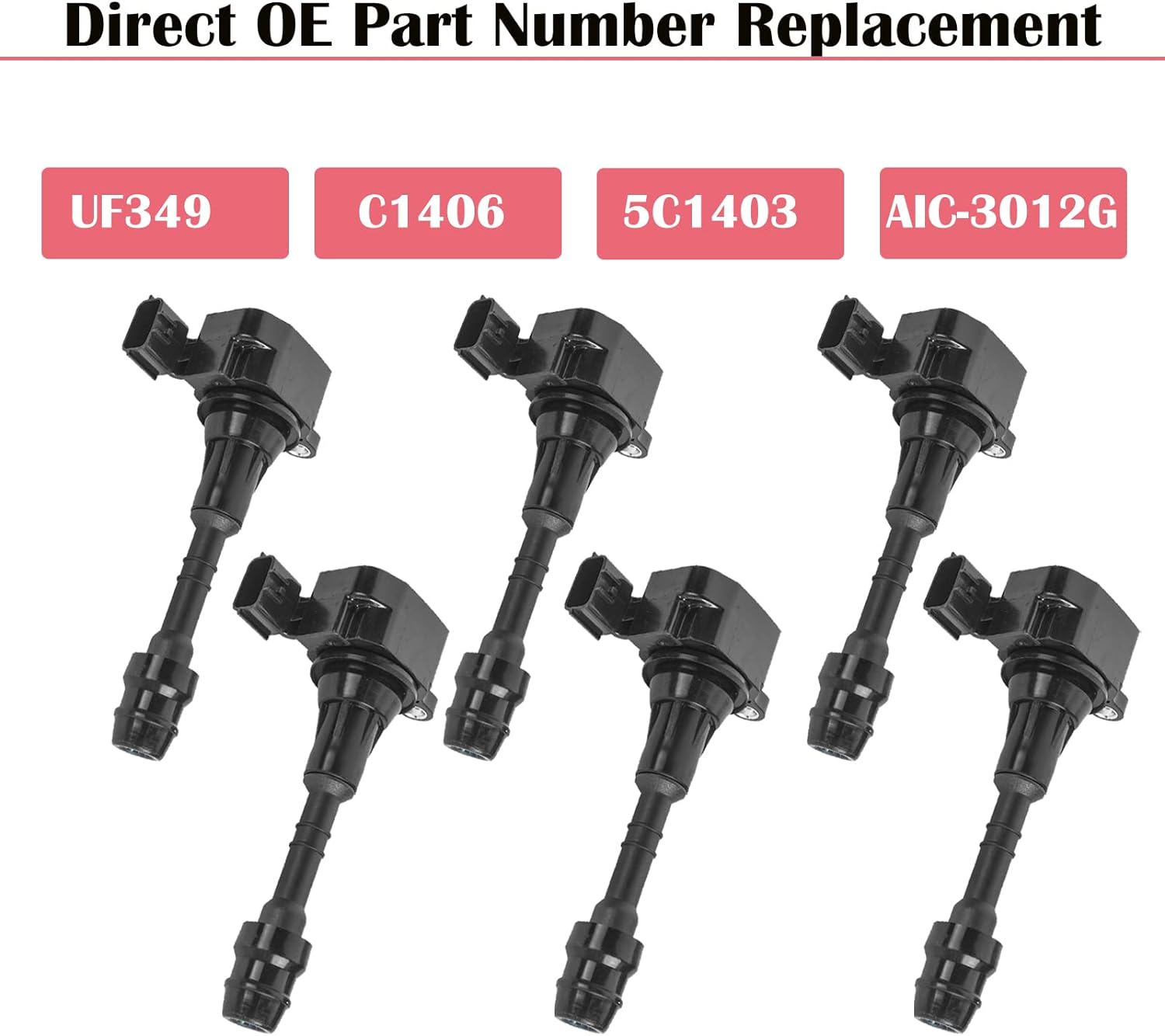 Set of 6 Ignition Coil Packs and Iridium Spark Plugs for Nissan Murano Maxima Altima Quest Xterra Pathfinder Frontier 2002 2003 2004 2005 2006 2007 2008 3.5 V6 Spark Plugs Coils Replaces# UF349