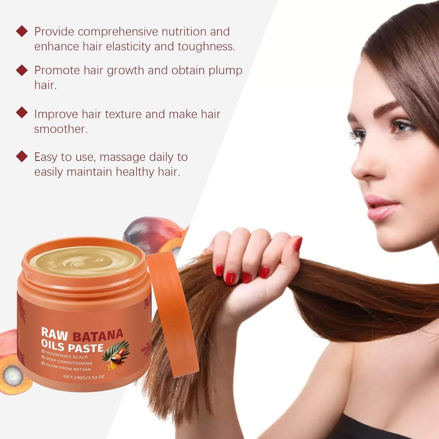 100% Raw Batana Oil Paste 100G, Batana Oil for Hair Growth, Natural Deep Conditioning Hair & Scalp Treatment, Nourishing & Repairing Balm for Dry Damaged Hair, Adds Shine & Strengthens Roots (6Pcs) - 4Pcs image number 7