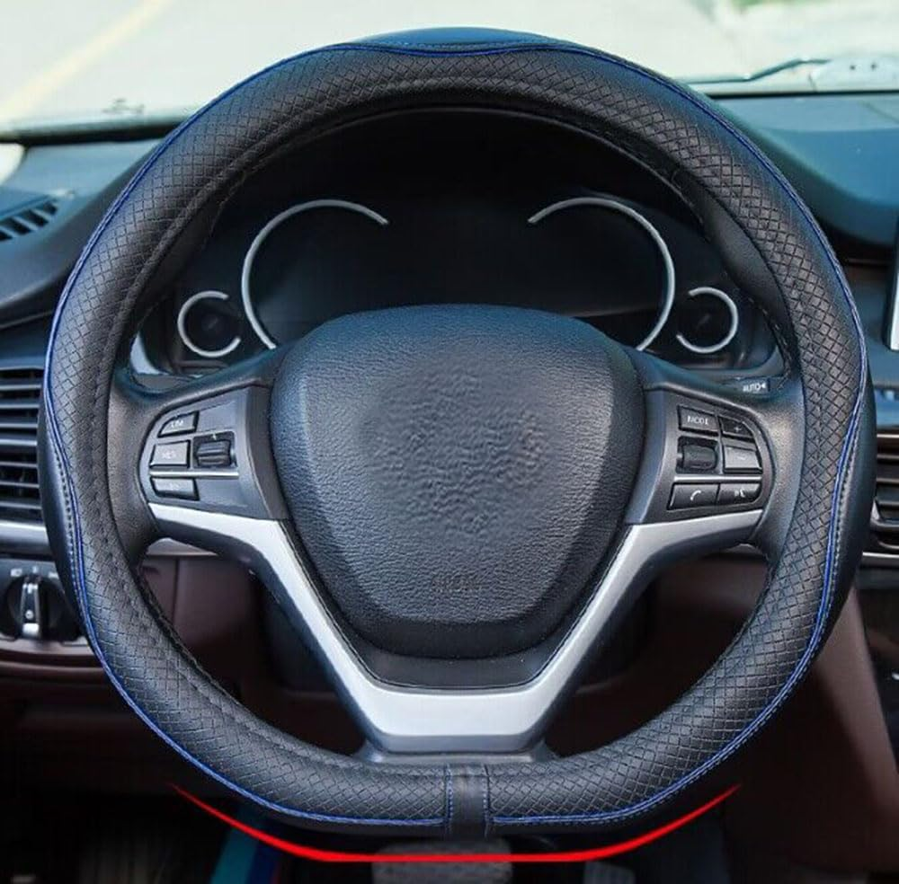 Istn Microfiber Leather Car Steering Wheel Cover Universal 15 Inch/38Cm Breathable Anti-Slip Protector for Auto/Suv (Black Orange,14.5-15")