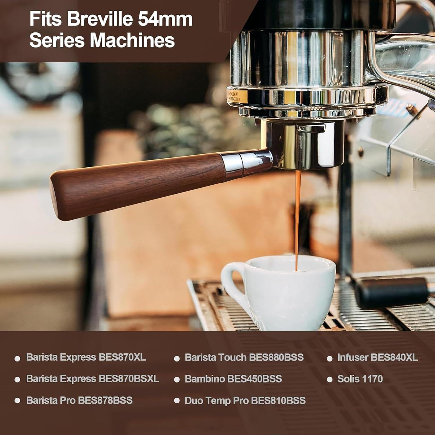 54Mm Bottomless Portafilter, 54Mm Bottomless Naked Portafilter, Fit Brevile 8 Series and Brevile Barista Bambino Espresso Coffee Machine image number 2