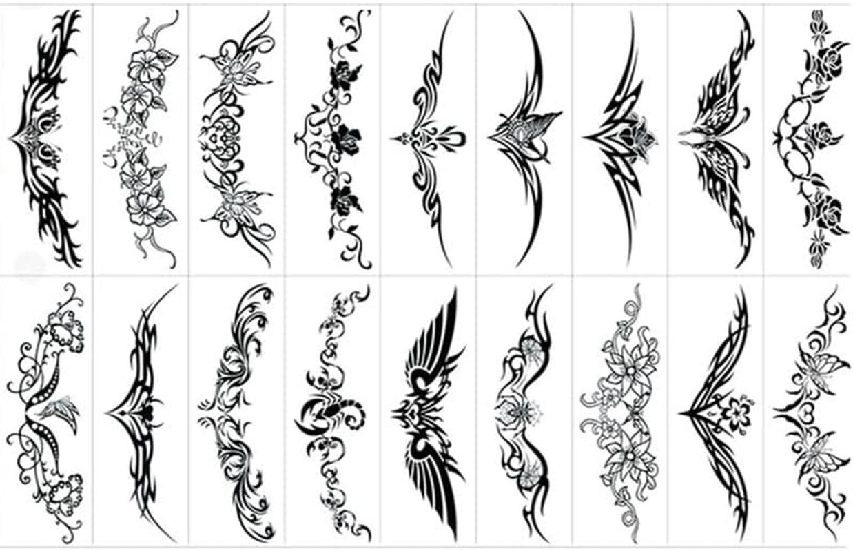 Temporary Tattoo Female Waterproof Simulation Tattoo Cover Scar Cesarean Section Waist Chest Totem Sticker image number 3