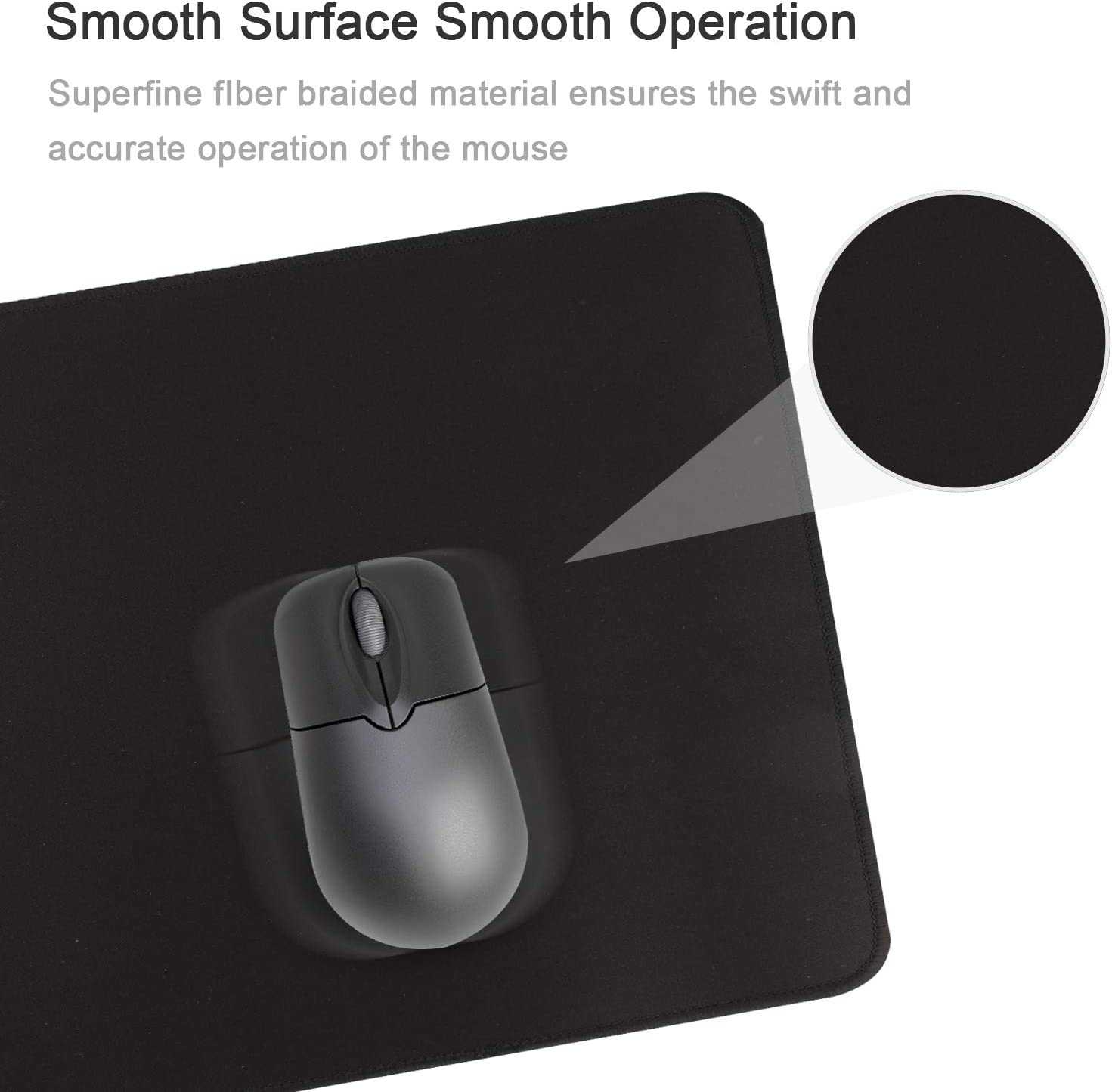 HIHUHEN Gaming Mouse Mat Desk Office Mouse Pad Large Size 800X300X3Mm Comfortable Mousepad with Smooth Cloth Surface, Improved Precision and Speed (80X30 Black)