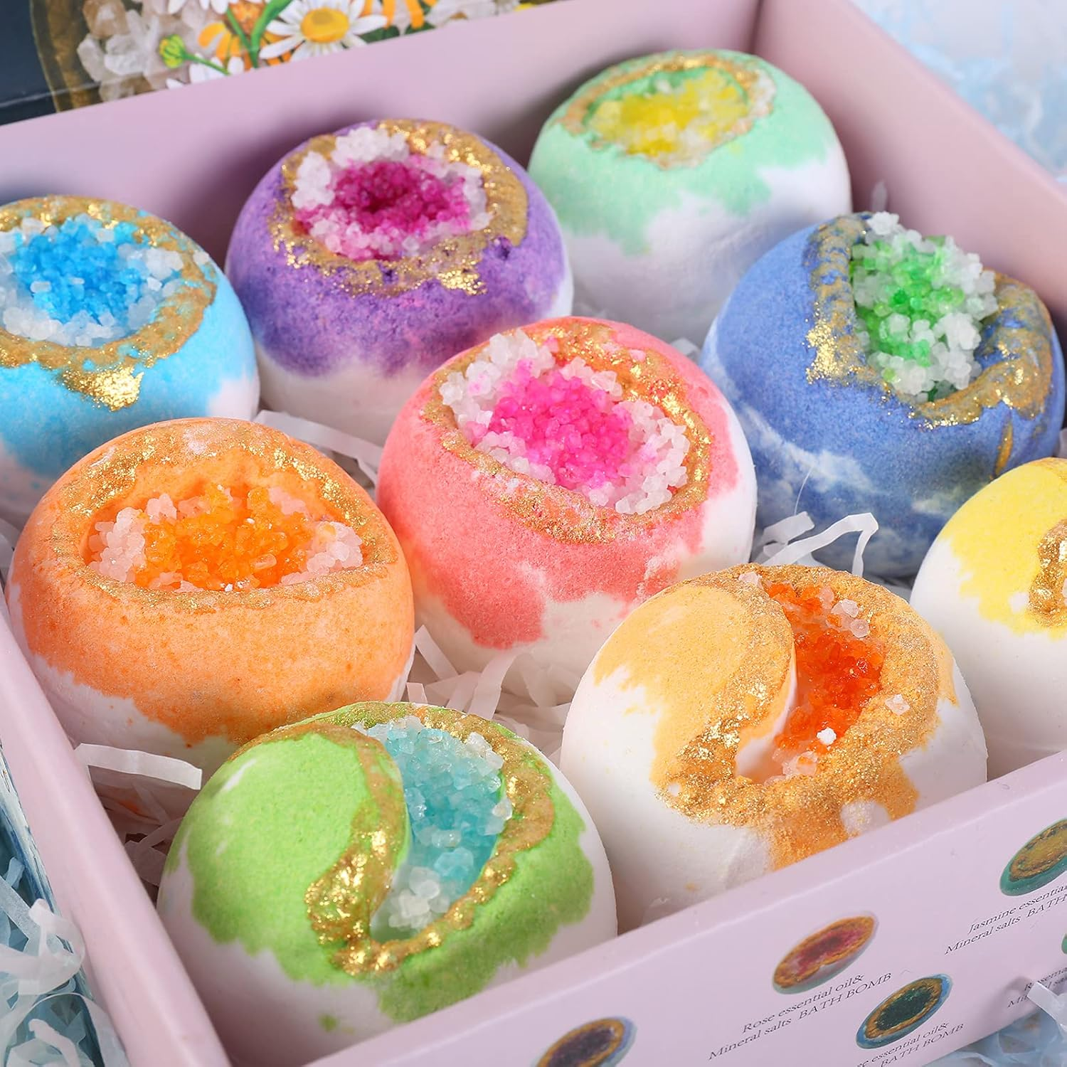 Bath Bombs Set 100G Bath Balls Sea Salt Body Cleanser for Bubble Bath Spa & Home Use Birthday & Set 9 Pack image number 4