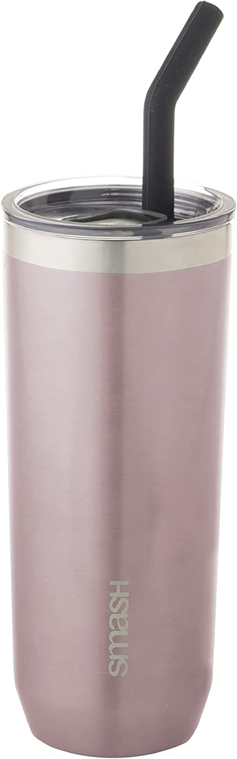 Smash Smoothie and Coffee Tumbler with Straw and Lid, Blush, 650 Ml Capacity